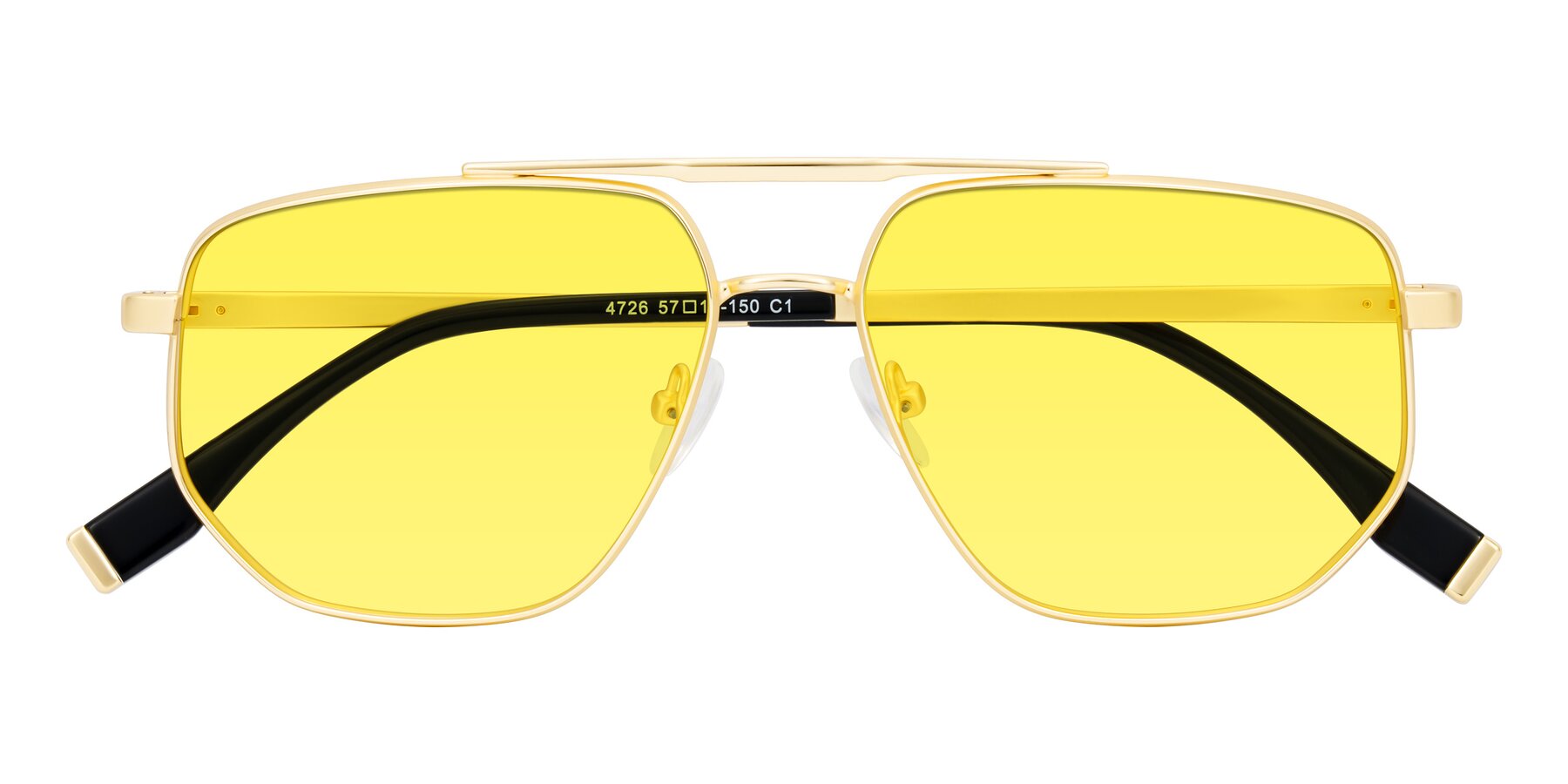 Folded Front of Kailani in Gold/Matte Gold with Medium Yellow Tinted Lenses