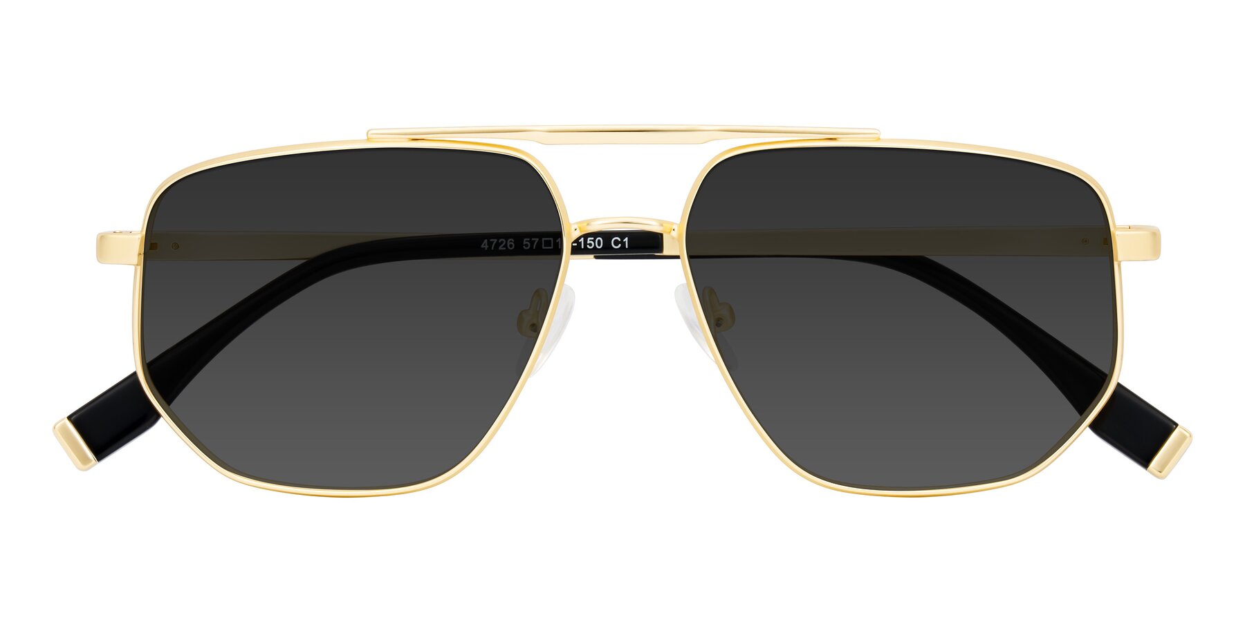 Folded Front of Kailani in Gold/Matte Gold with Gray Tinted Lenses