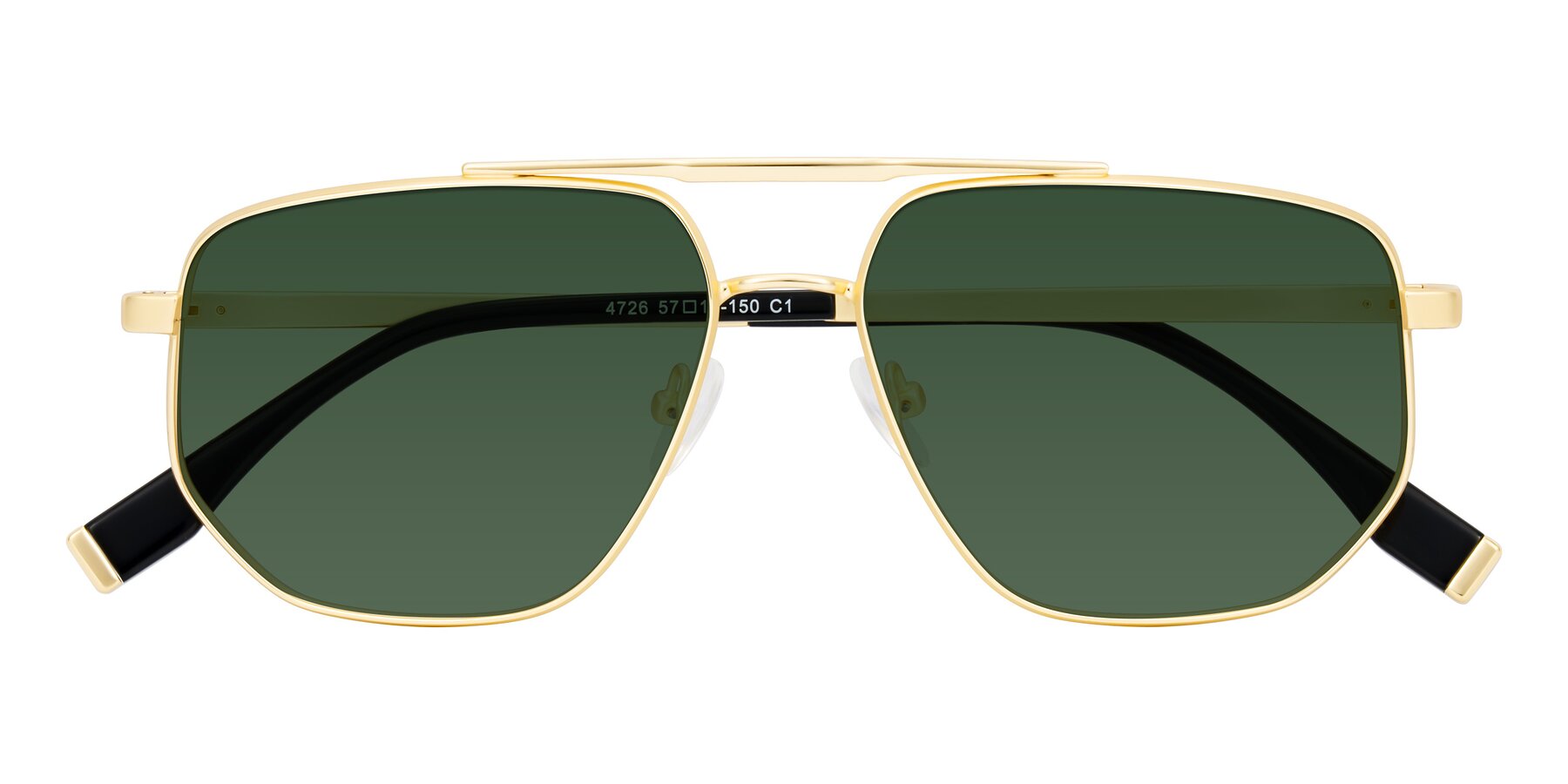 Folded Front of Kailani in Gold/Matte Gold with Green Tinted Lenses