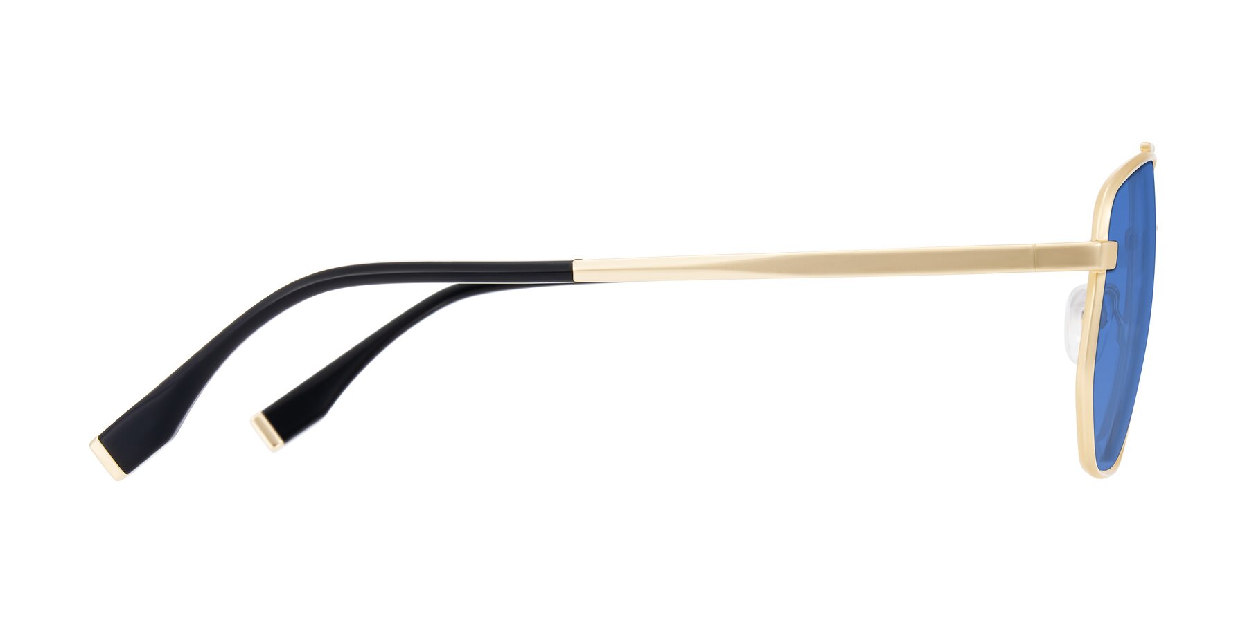 Side of Kailani in Gold/Matte Gold with Blue Tinted Lenses