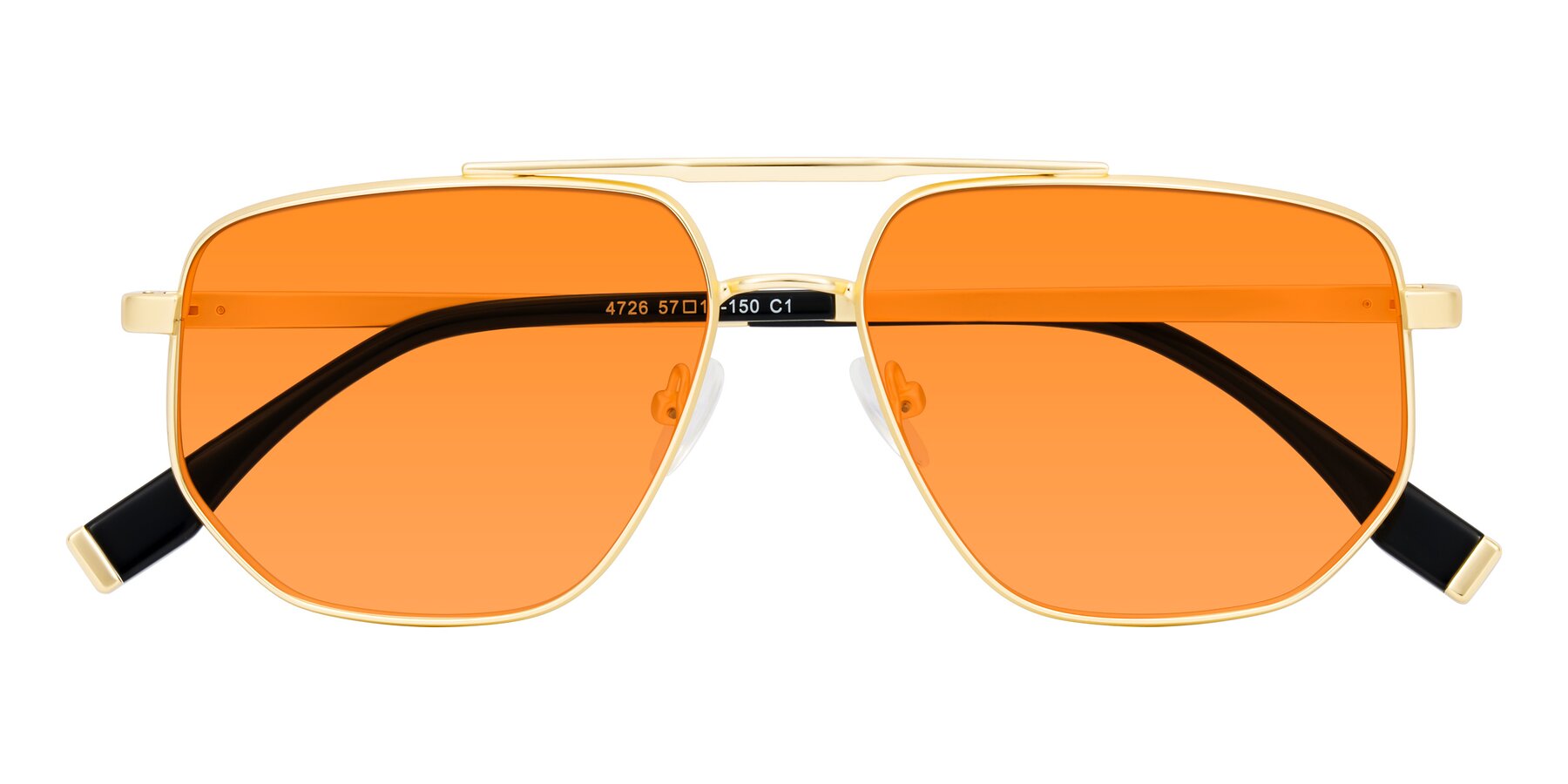 Folded Front of Kailani in Gold/Matte Gold with Orange Tinted Lenses