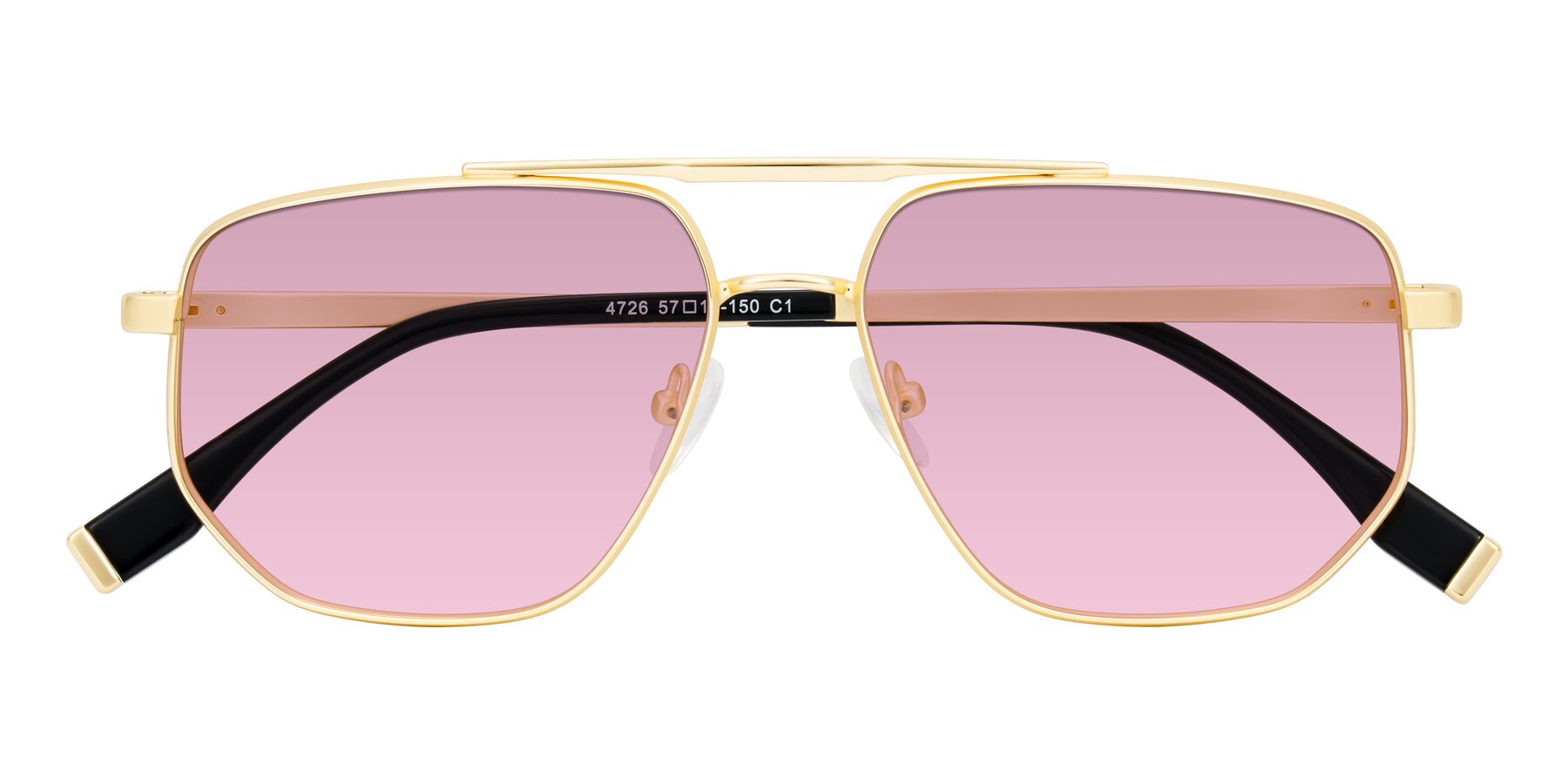 Folded Front of Kailani in Gold/Matte Gold with Light Wine Tinted Lenses