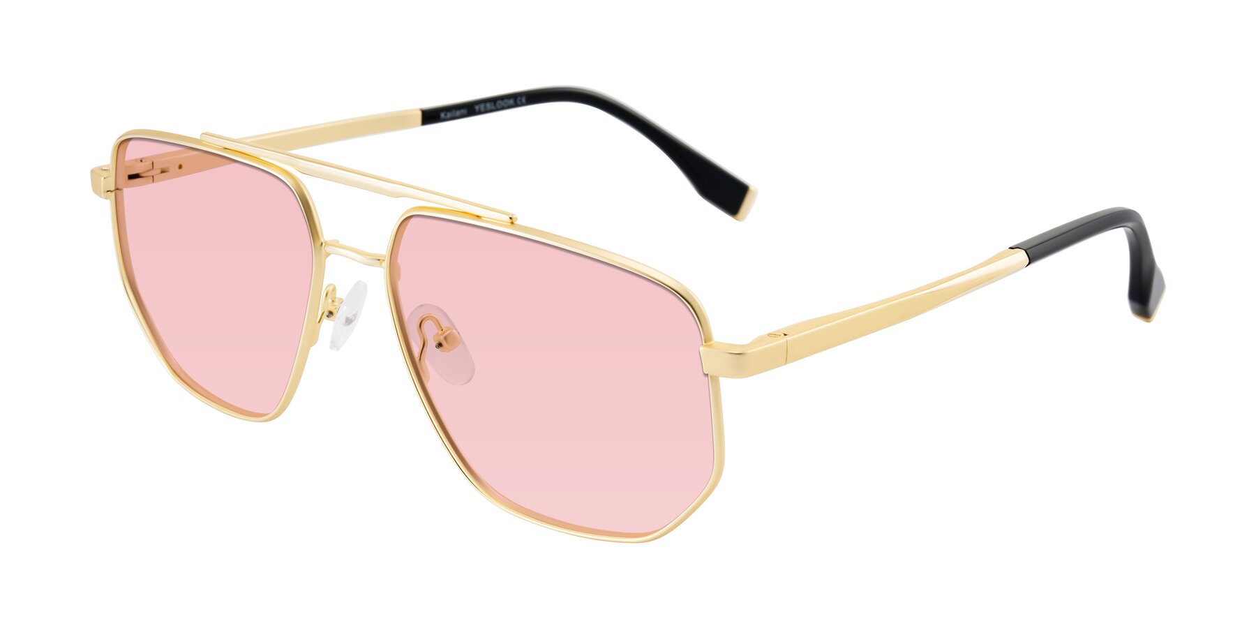 Angle of Kailani in Gold/Matte Gold with Light Garnet Tinted Lenses