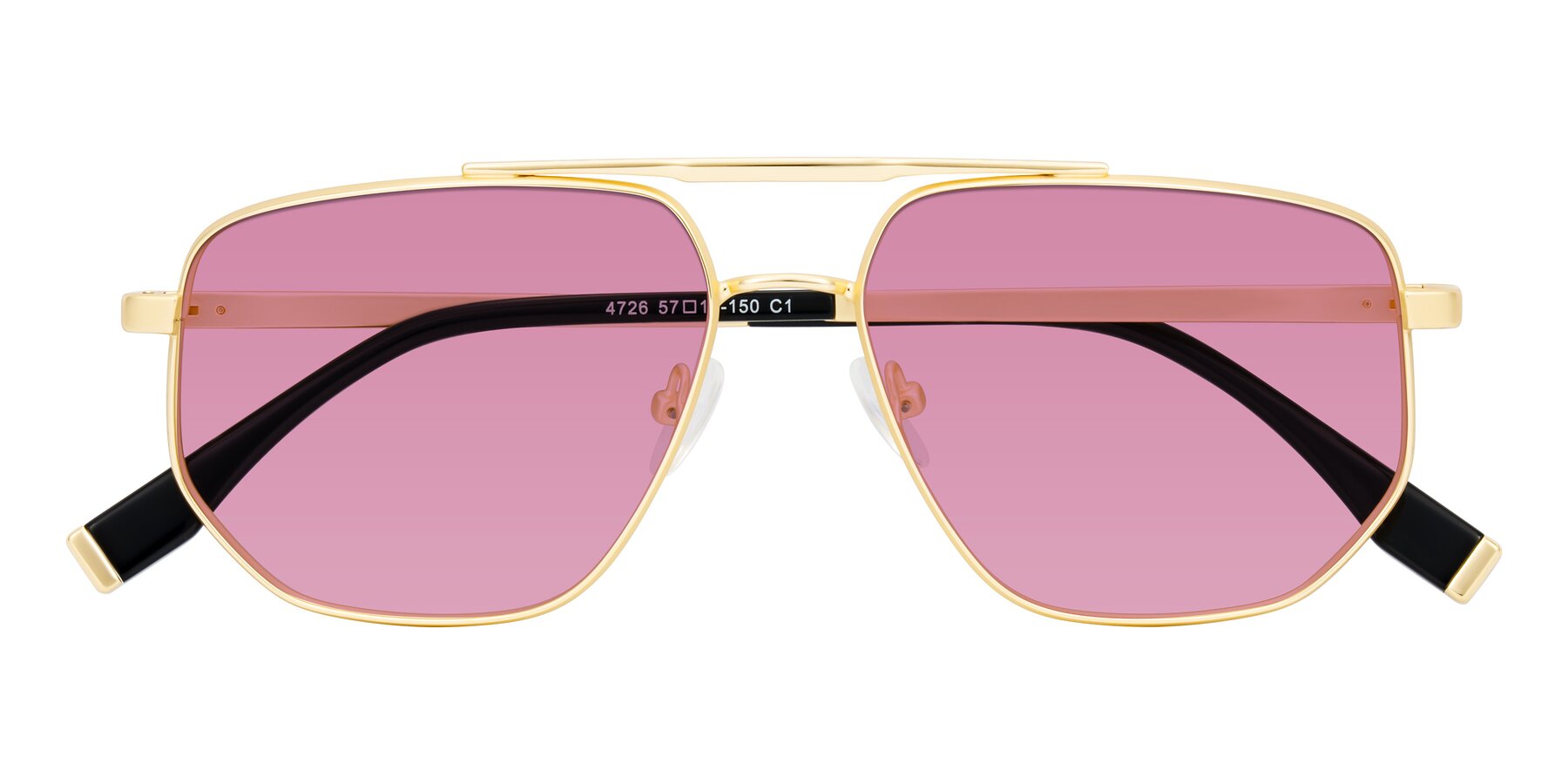 Folded Front of Kailani in Gold/Matte Gold with Medium Wine Tinted Lenses