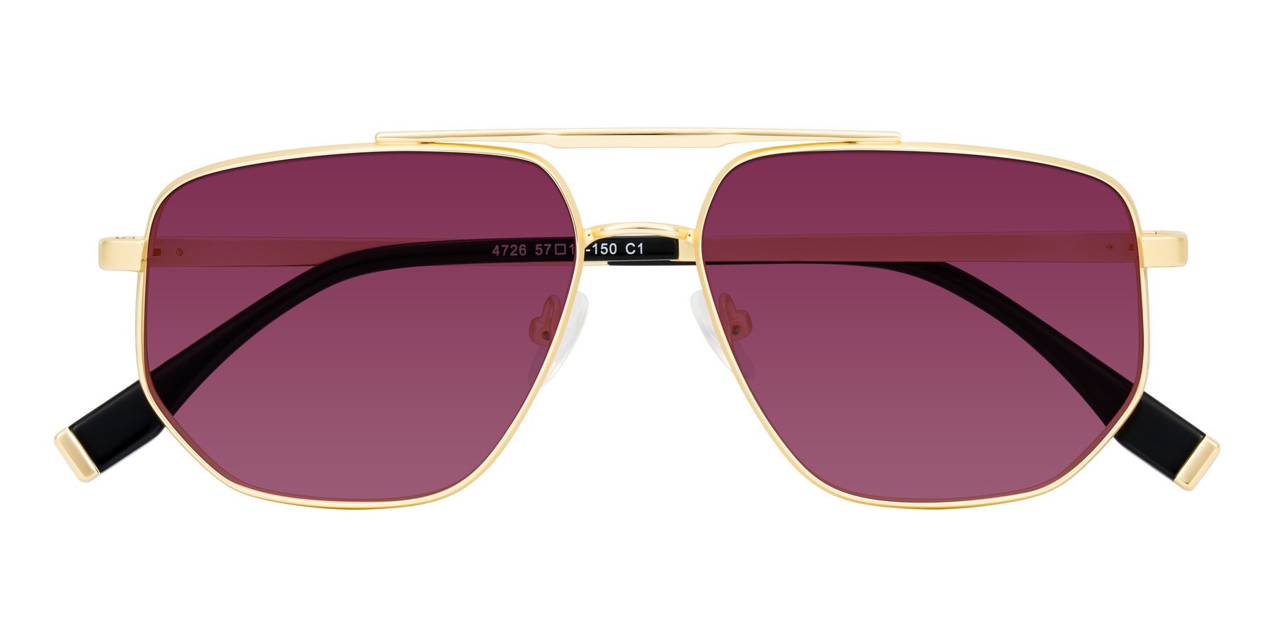 Folded Front of Kailani in Gold/Matte Gold with Wine Tinted Lenses