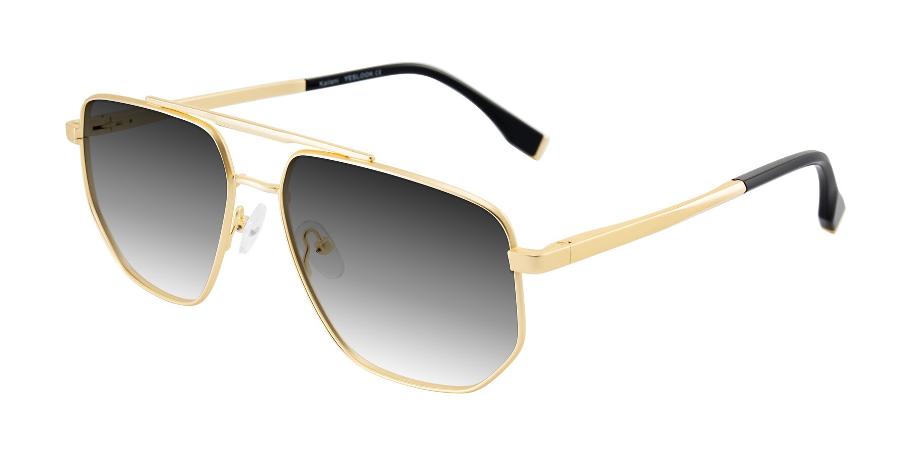 Angle of Kailani in Gold/Matte Gold with Gray Gradient Lenses