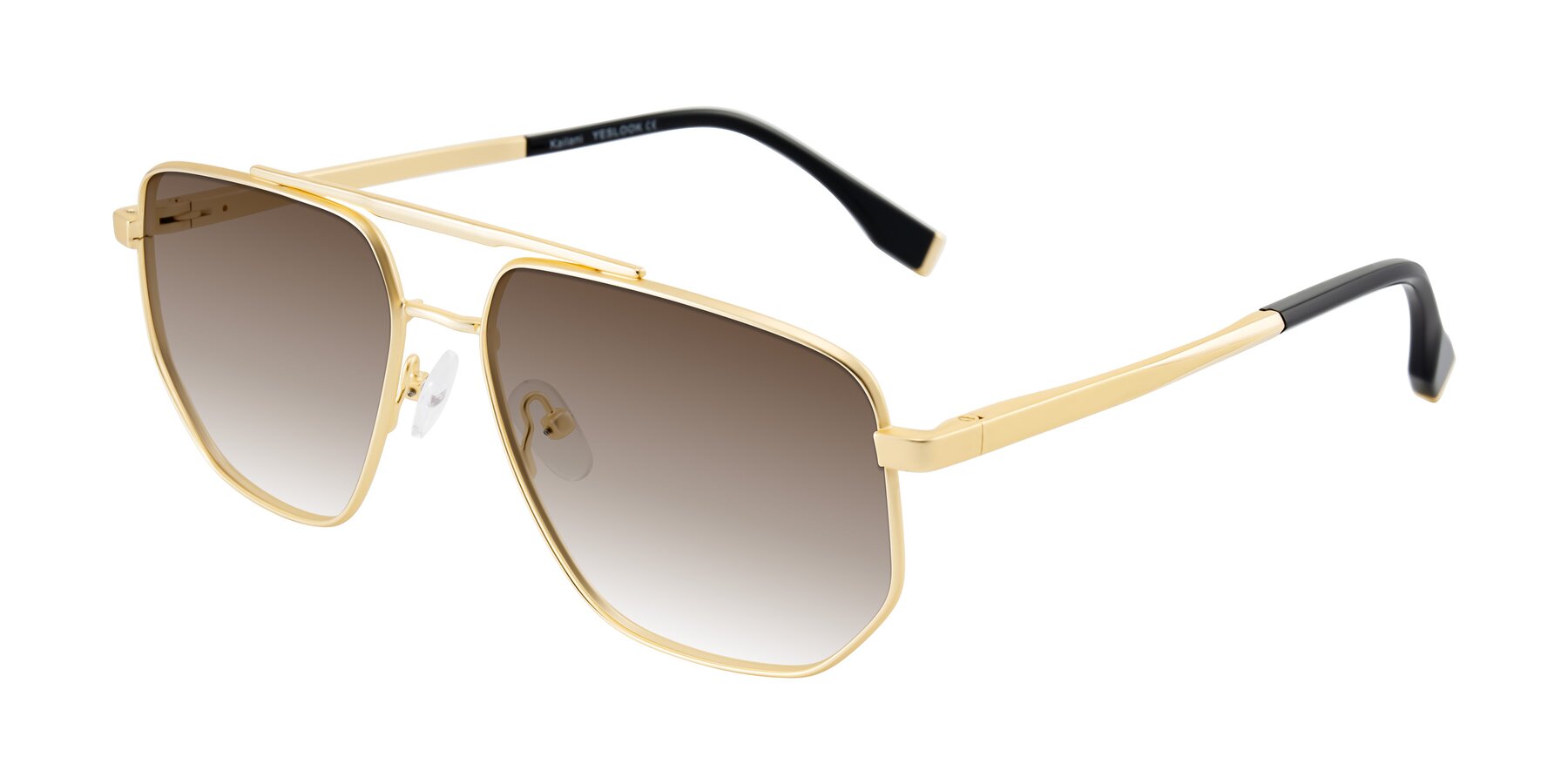 Angle of Kailani in Gold/Matte Gold with Brown Gradient Lenses
