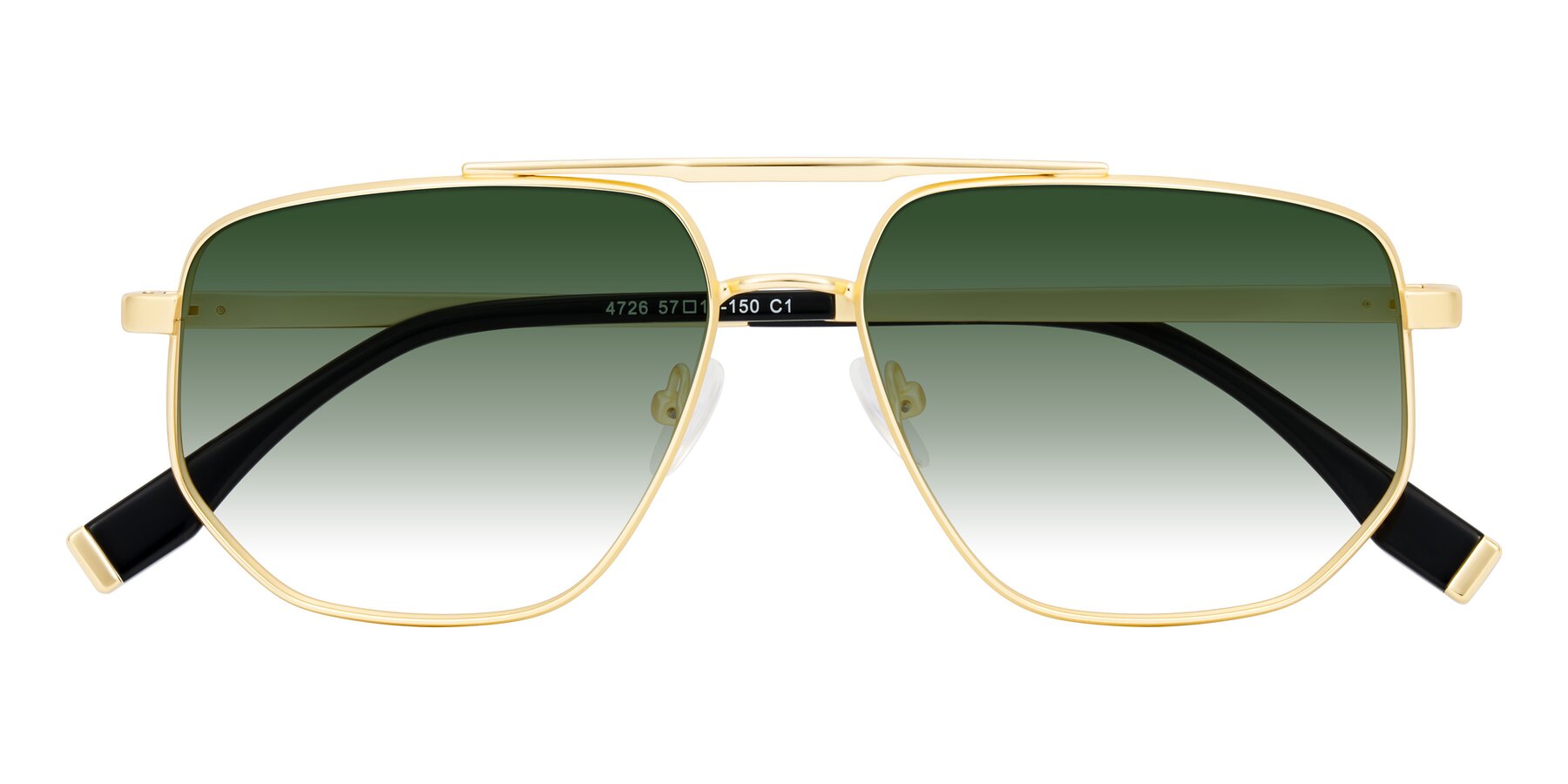 Folded Front of Kailani in Gold/Matte Gold with Green Gradient Lenses