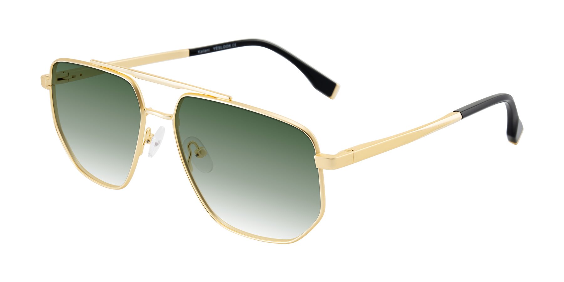 Angle of Kailani in Gold/Matte Gold with Green Gradient Lenses