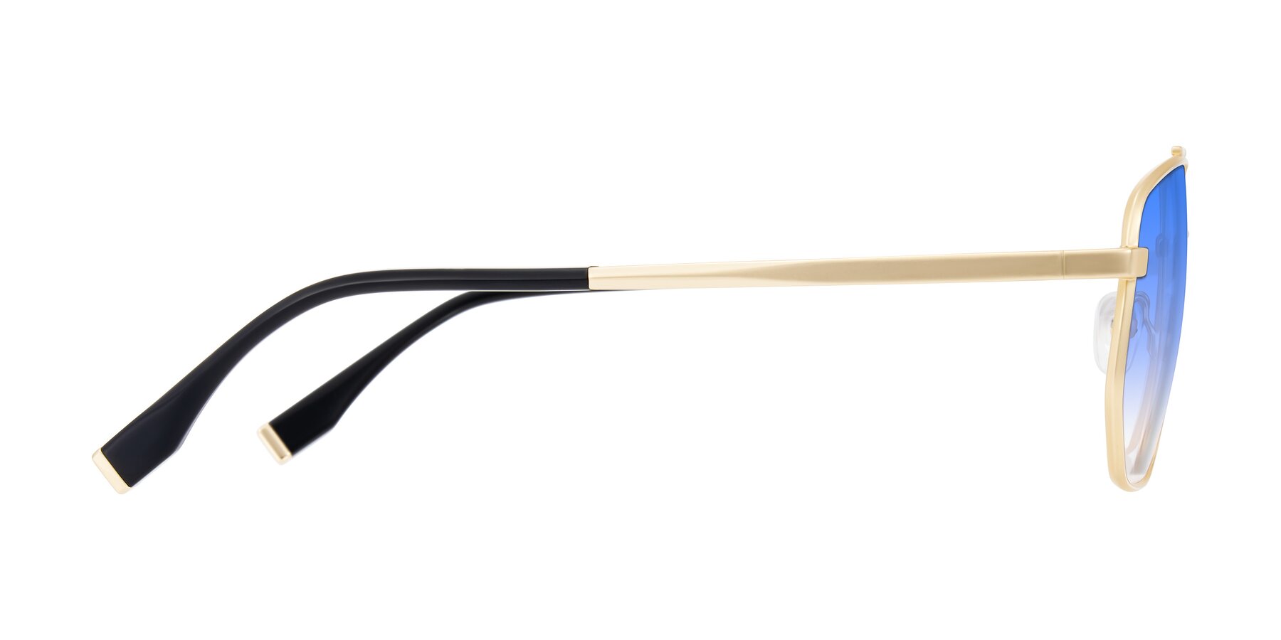Side of Kailani in Gold/Matte Gold with Blue Gradient Lenses