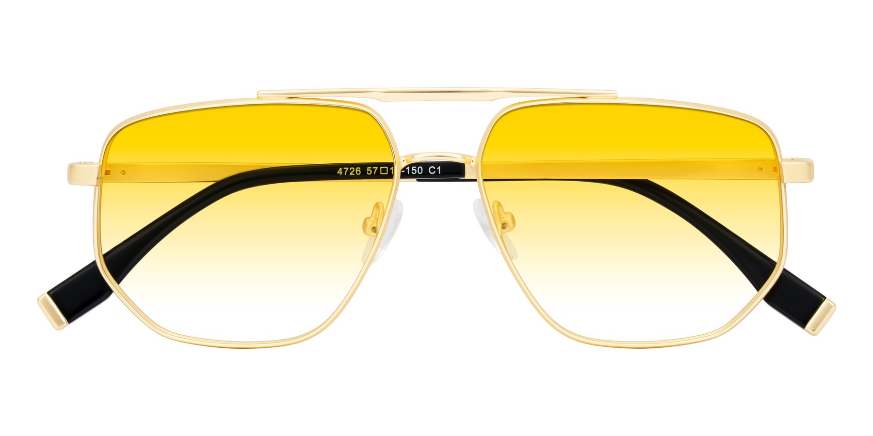 Folded Front of Kailani in Gold/Matte Gold with Yellow Gradient Lenses
