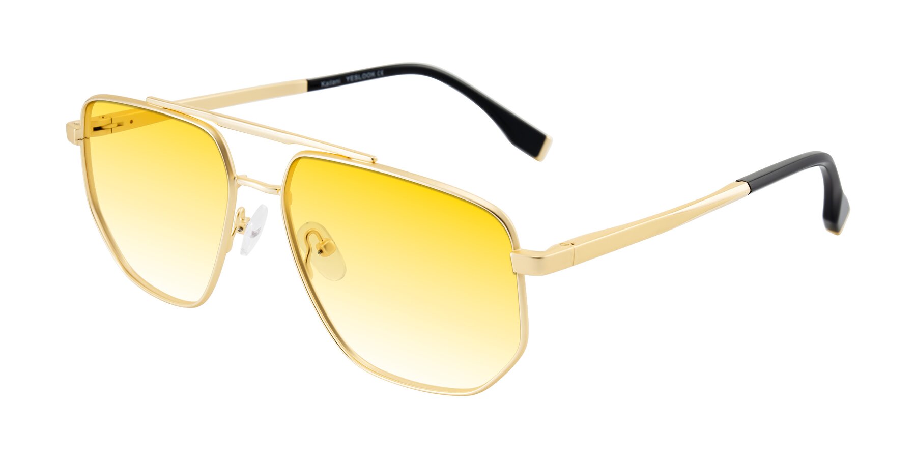 Angle of Kailani in Gold/Matte Gold with Yellow Gradient Lenses