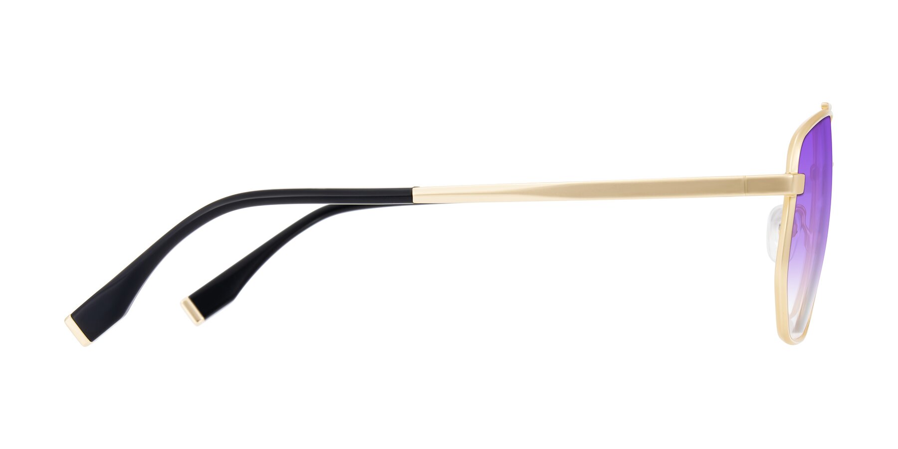Side of Kailani in Gold/Matte Gold with Purple Gradient Lenses