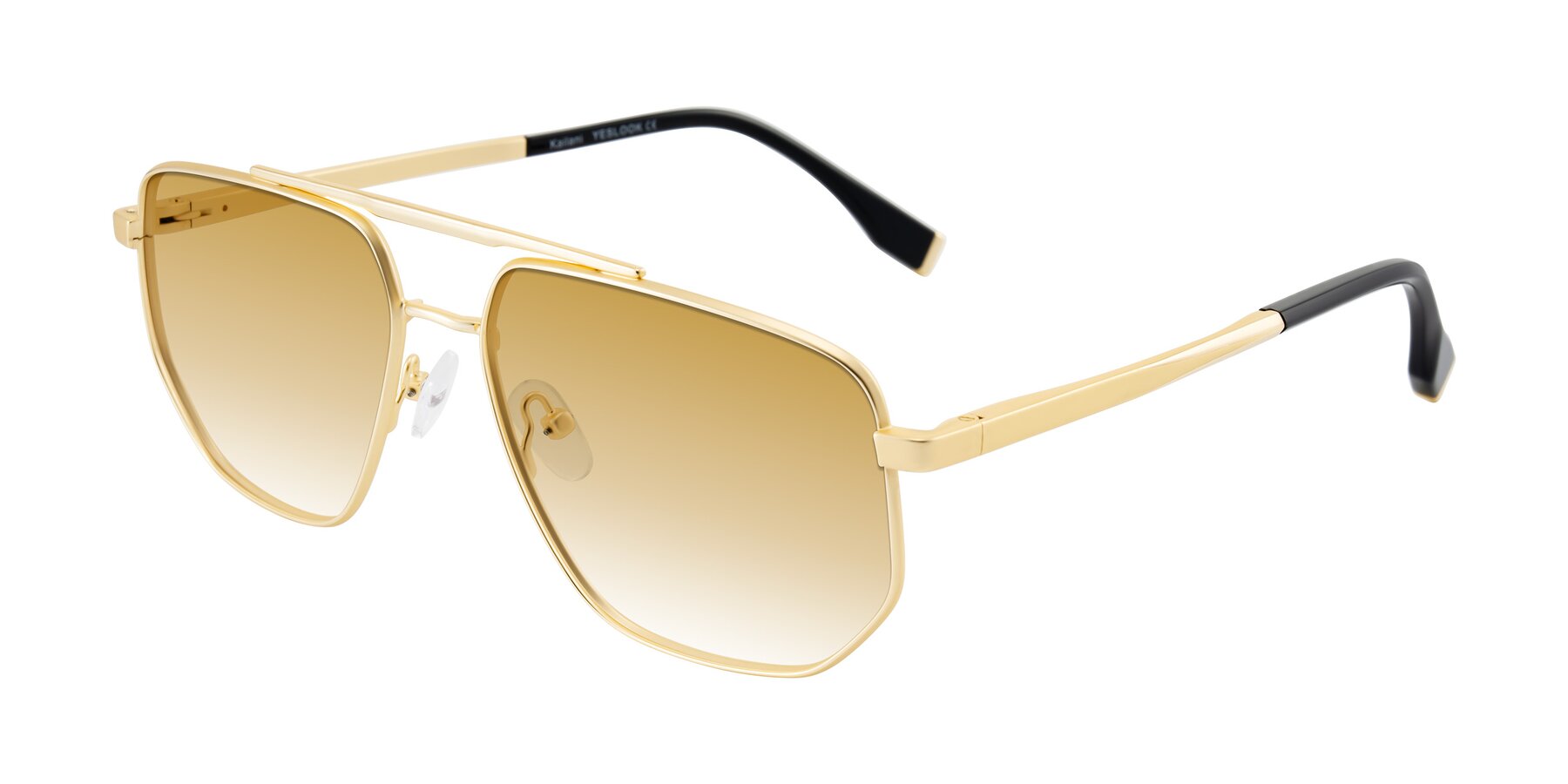 Angle of Kailani in Gold/Matte Gold with Champagne Gradient Lenses