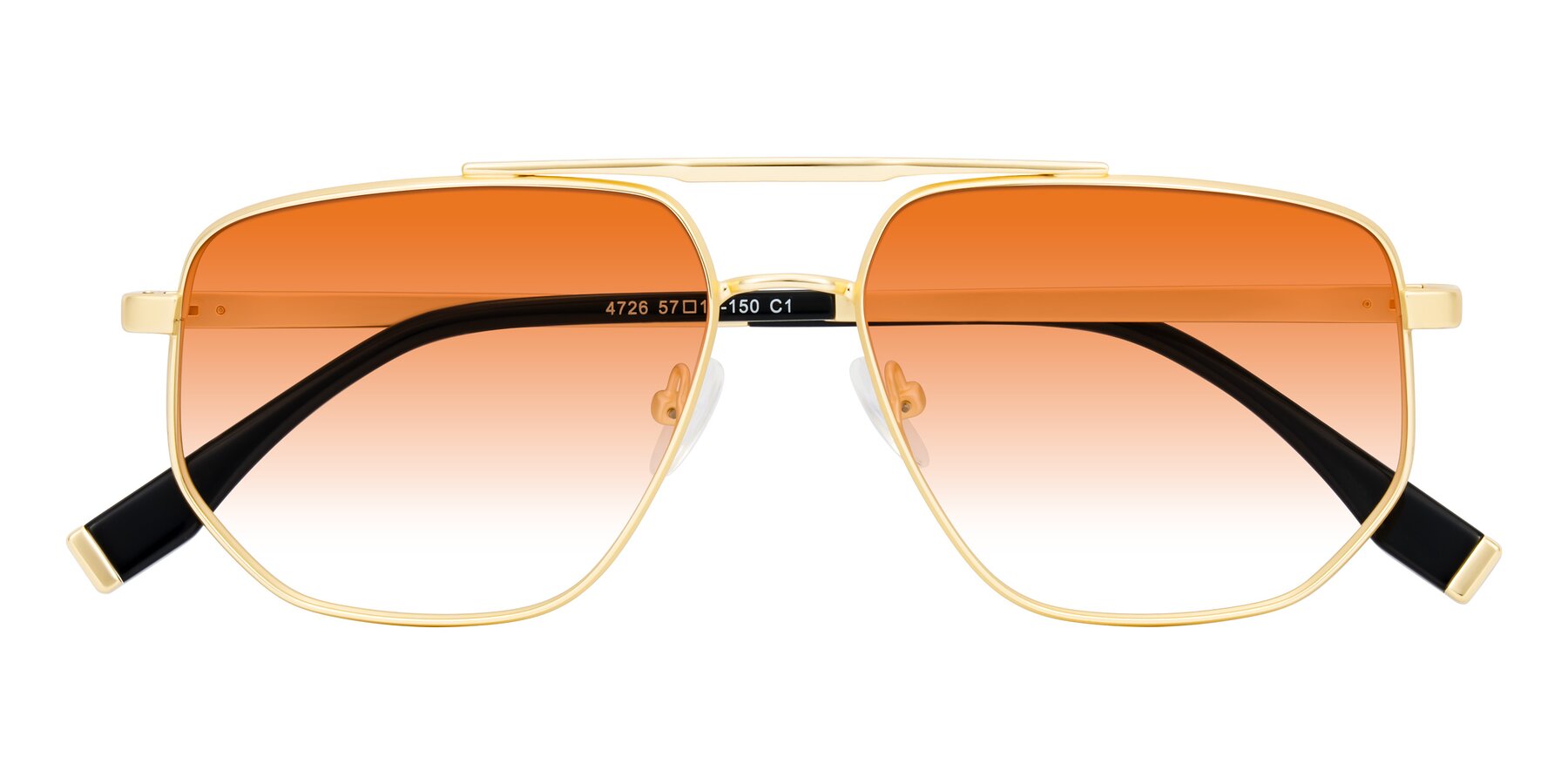 Folded Front of Kailani in Gold/Matte Gold with Orange Gradient Lenses