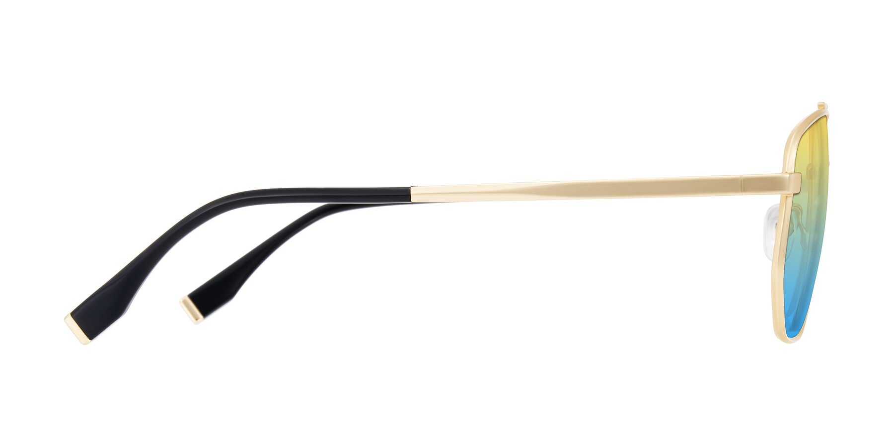 Side of Kailani in Gold/Matte Gold with Yellow / Blue Gradient Lenses