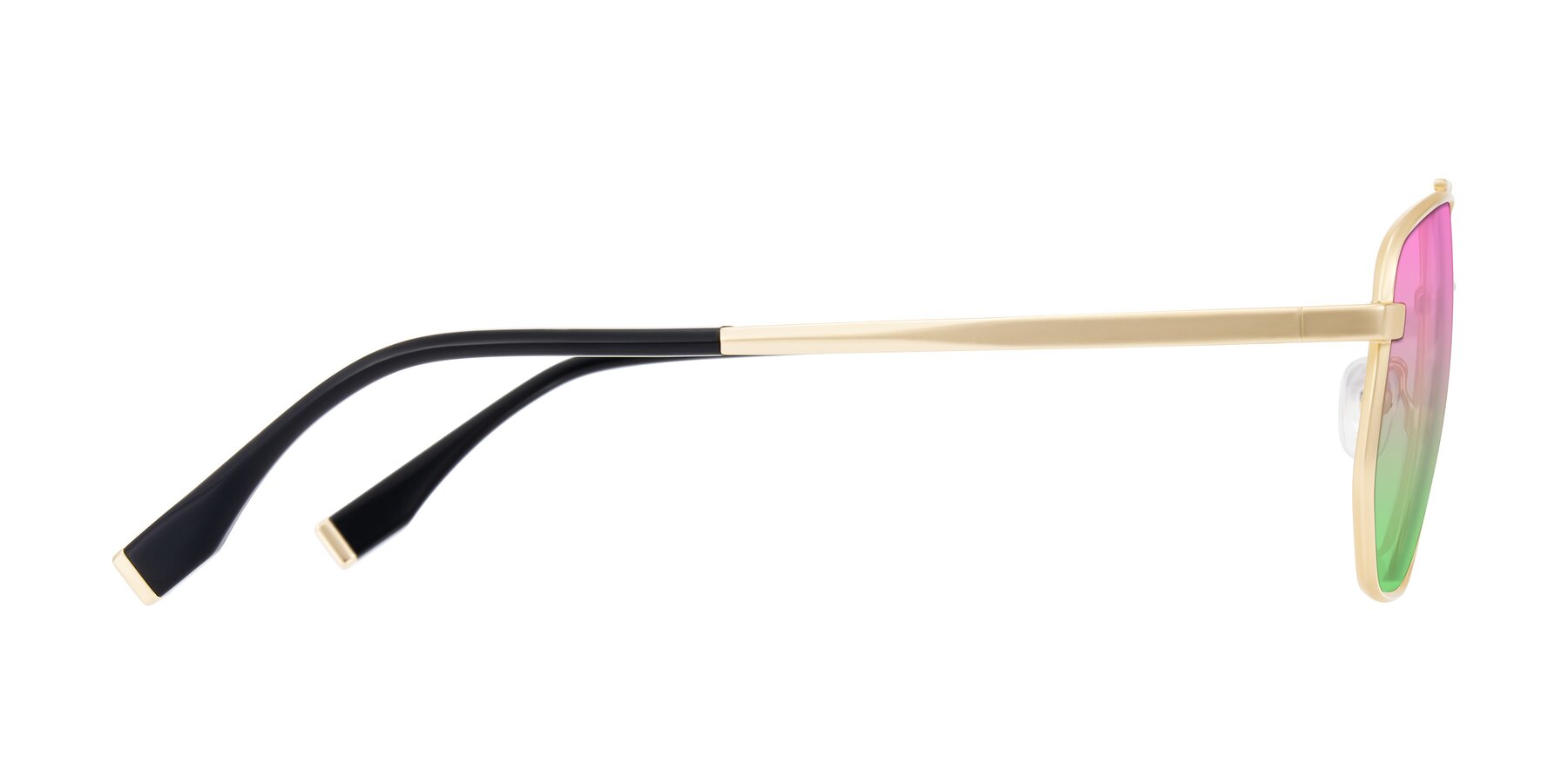 Side of Kailani in Gold/Matte Gold with Pink / Green Gradient Lenses