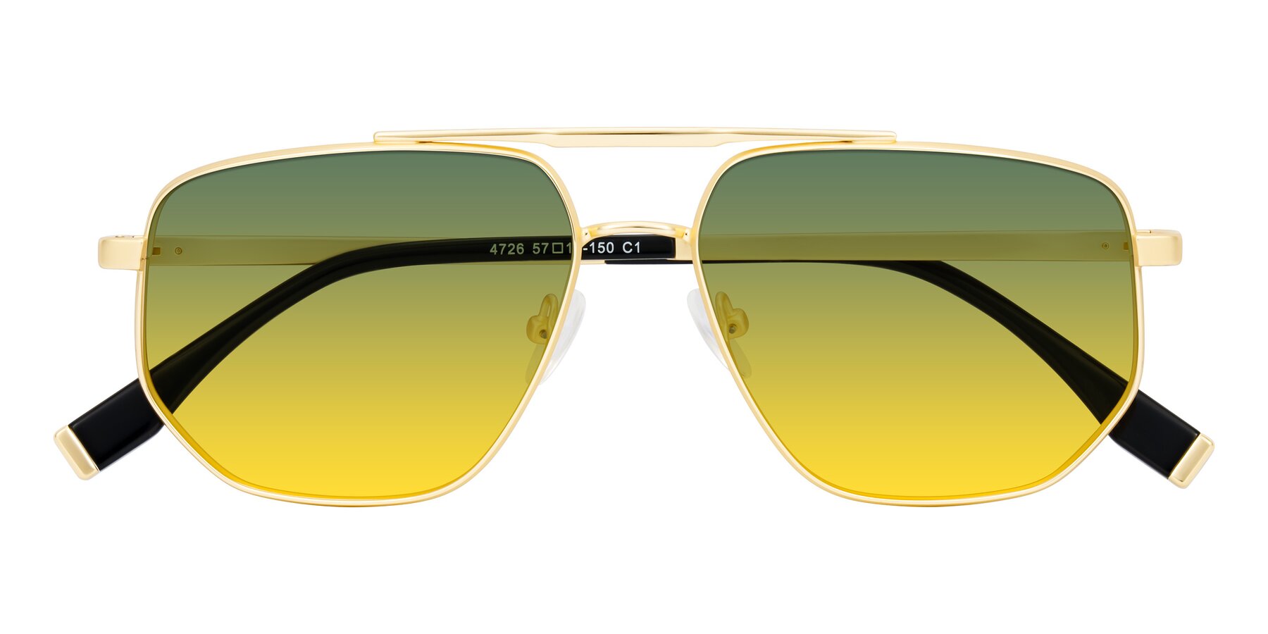 Folded Front of Kailani in Gold/Matte Gold with Green / Yellow Gradient Lenses