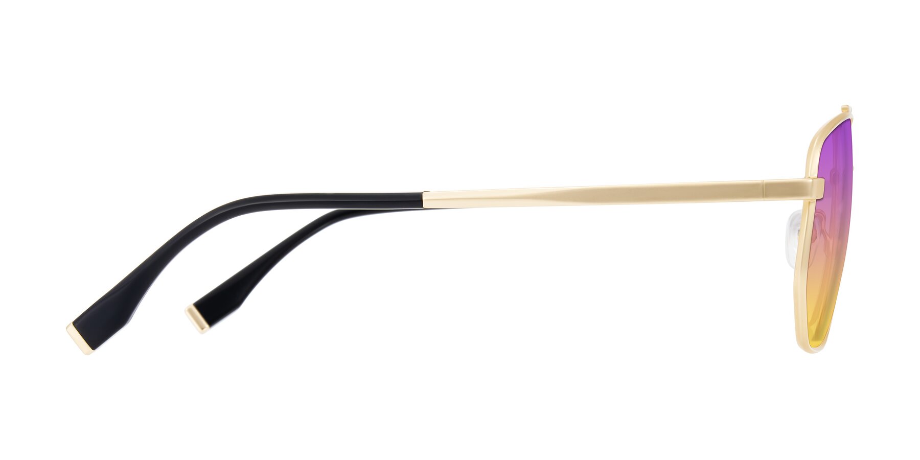 Side of Kailani in Gold/Matte Gold with Purple / Yellow Gradient Lenses