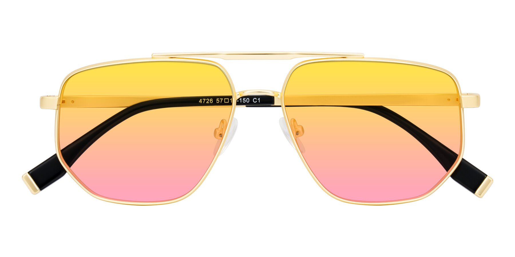 Folded Front of Kailani in Gold/Matte Gold with Yellow / Pink Gradient Lenses