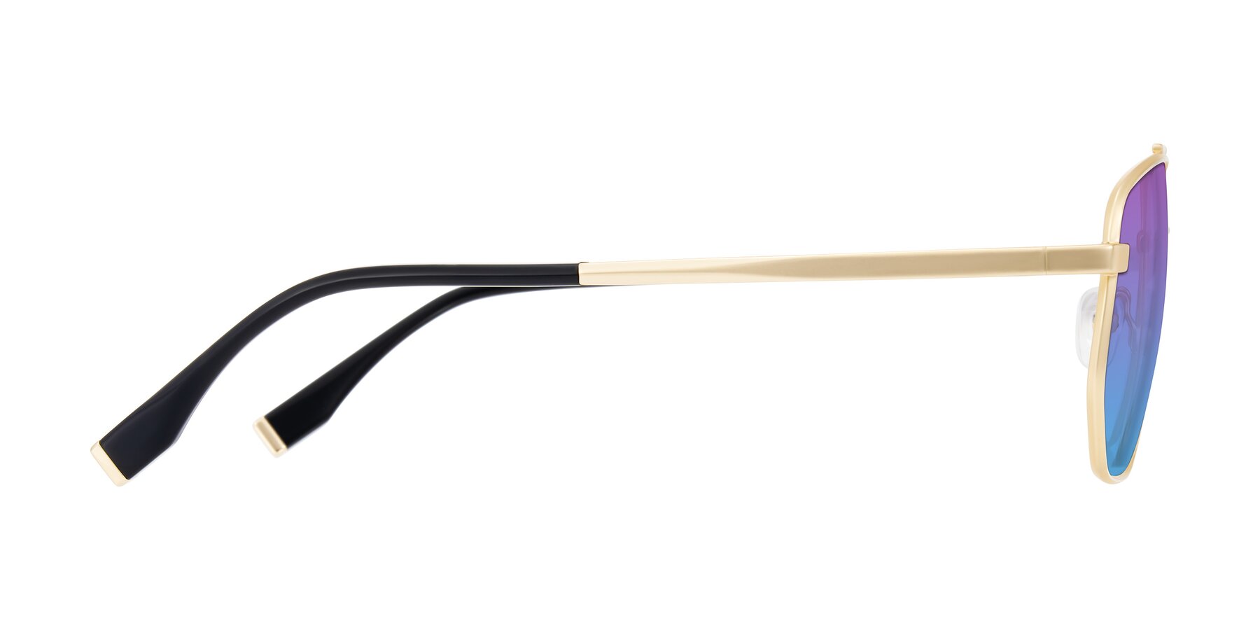 Side of Kailani in Gold/Matte Gold with Purple / Blue Gradient Lenses
