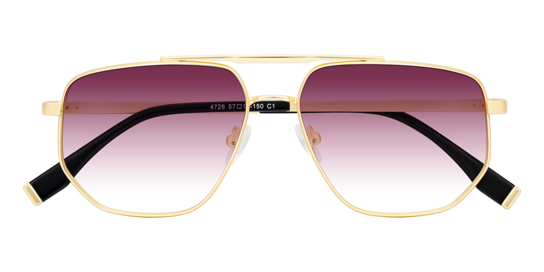 Folded Front of Kailani in Gold/Matte Gold with Wine Gradient Lenses