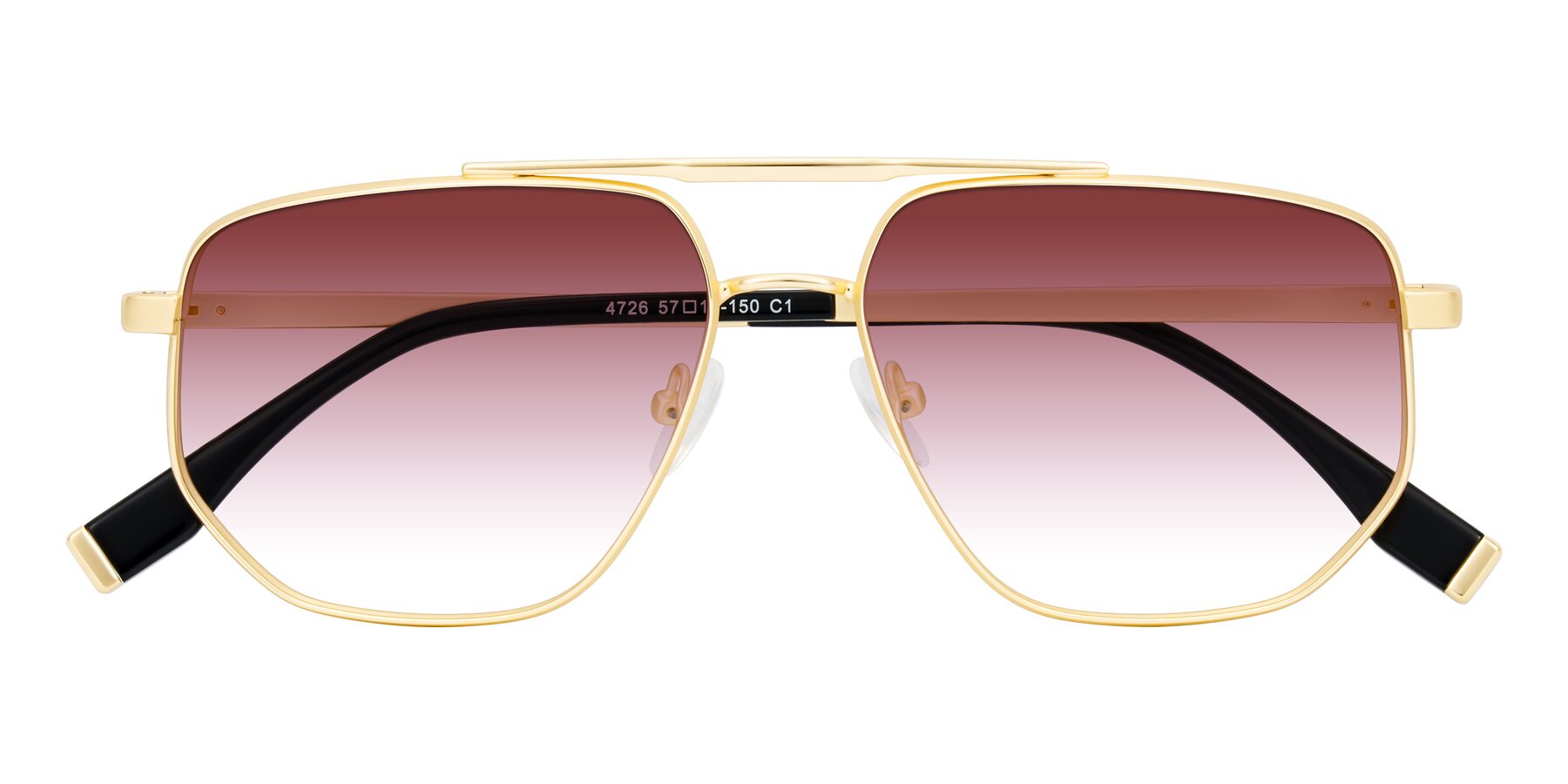 Folded Front of Kailani in Gold/Matte Gold with Garnet Gradient Lenses