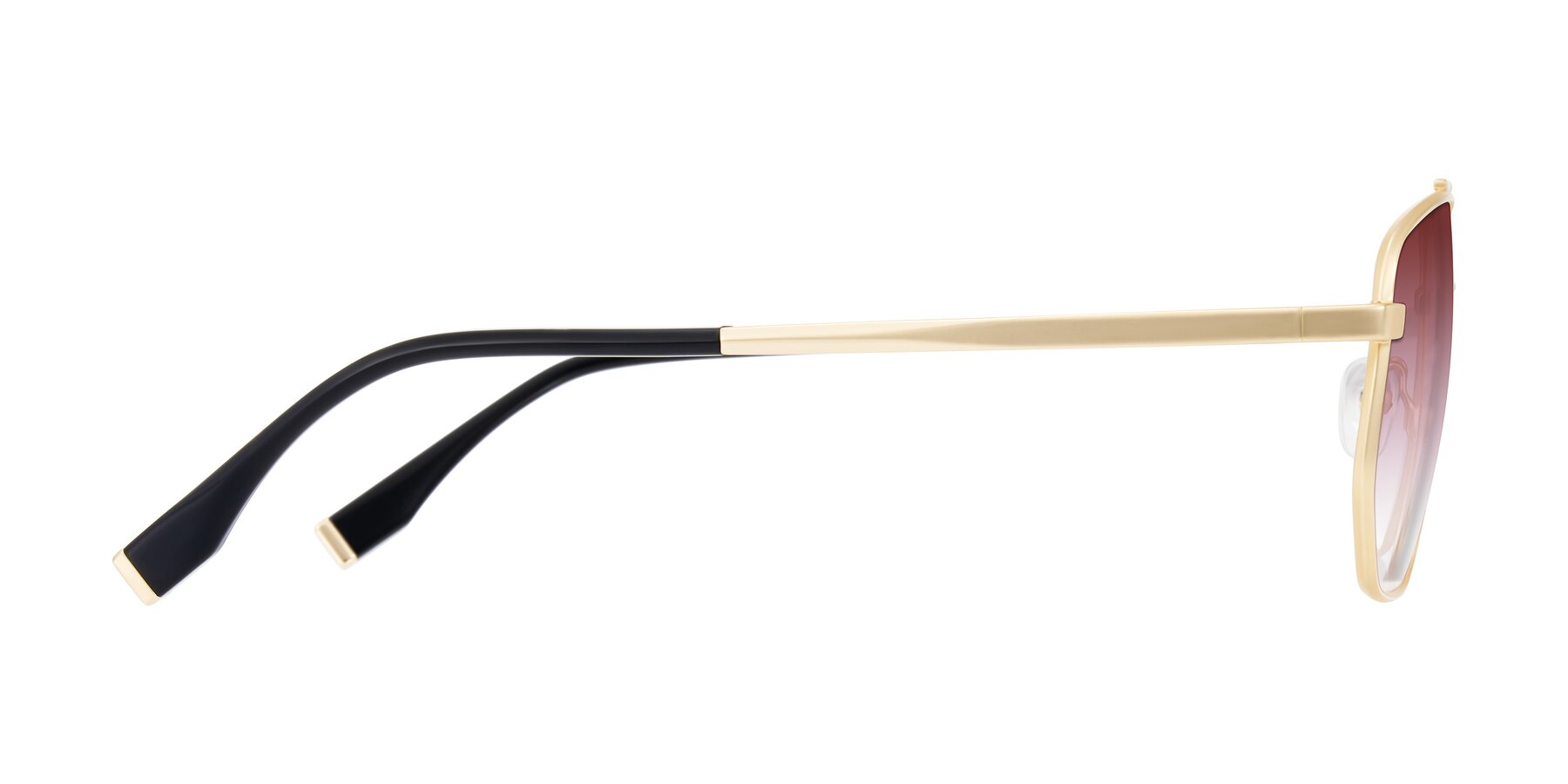 Side of Kailani in Gold/Matte Gold with Garnet Gradient Lenses