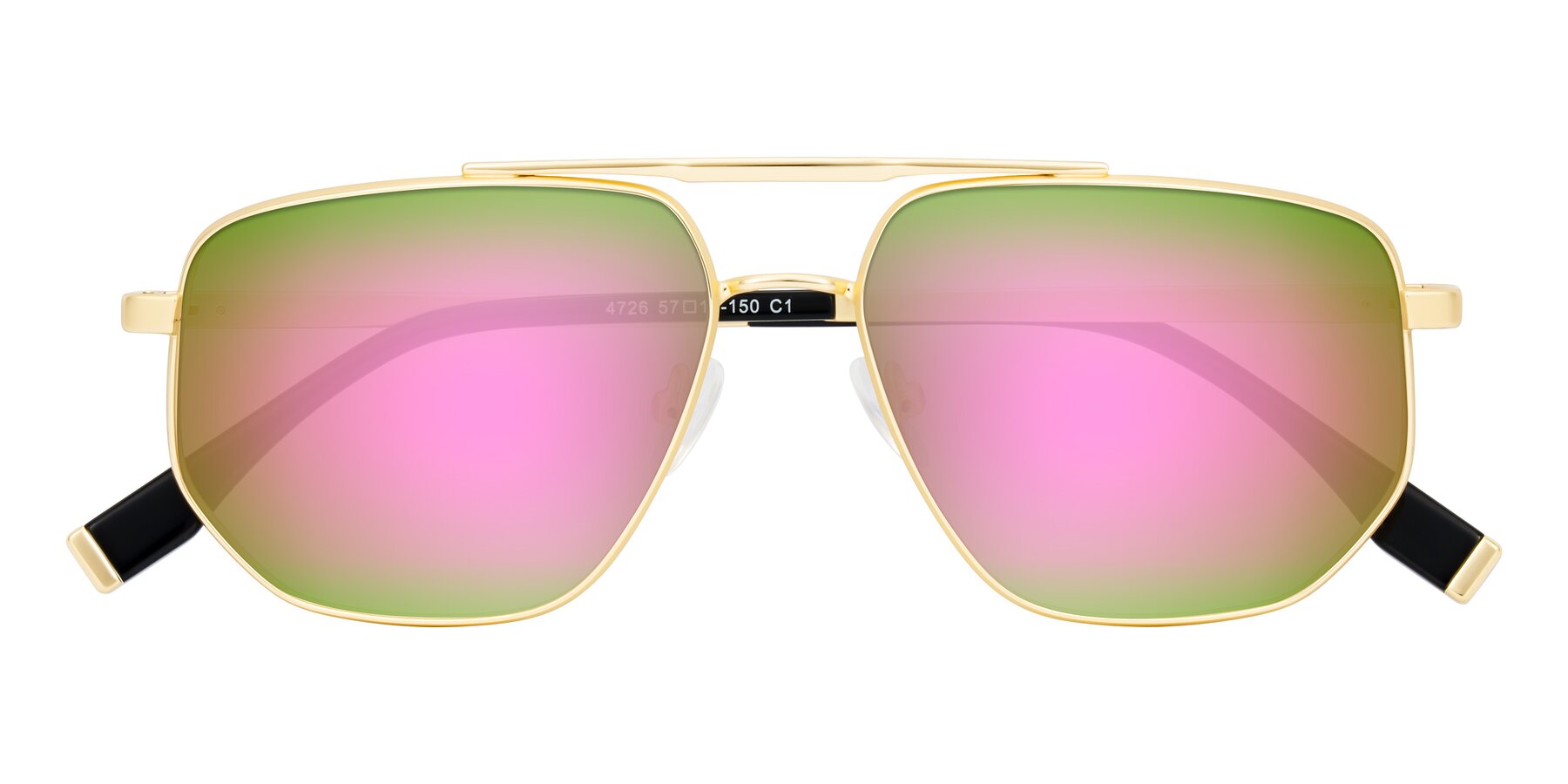 Folded Front of Kailani in Gold/Matte Gold with Pink Mirrored Lenses