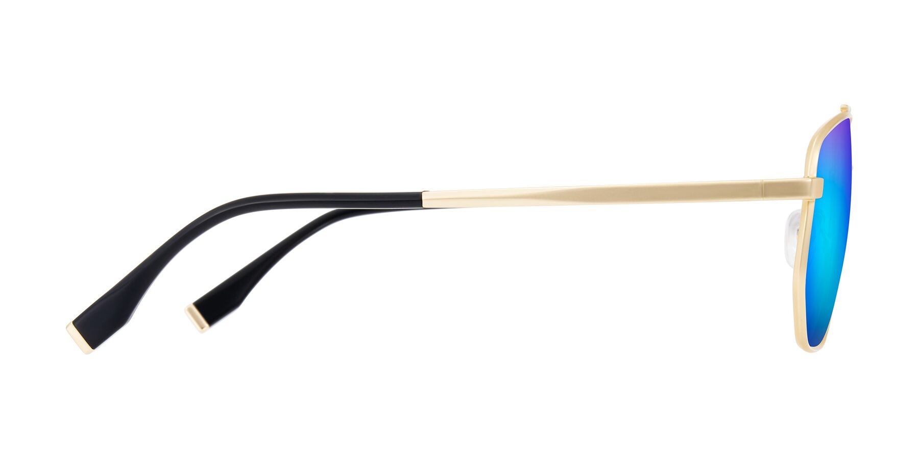 Side of Kailani in Gold/Matte Gold with Blue Mirrored Lenses