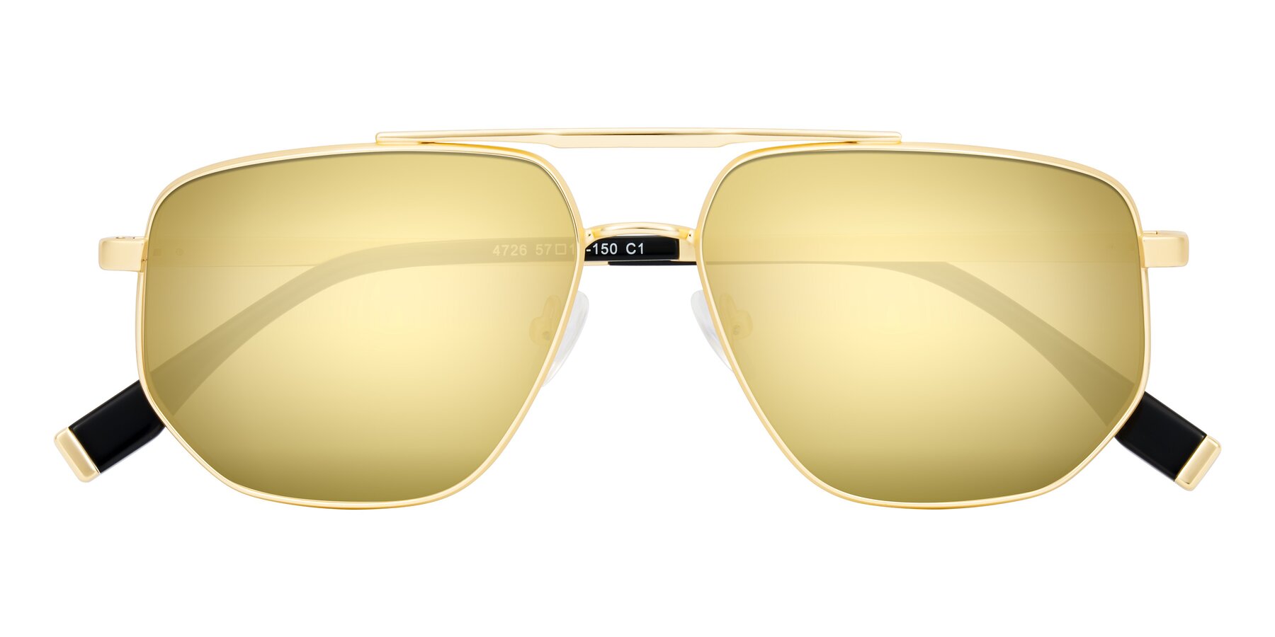 Folded Front of Kailani in Gold/Matte Gold with Gold Mirrored Lenses