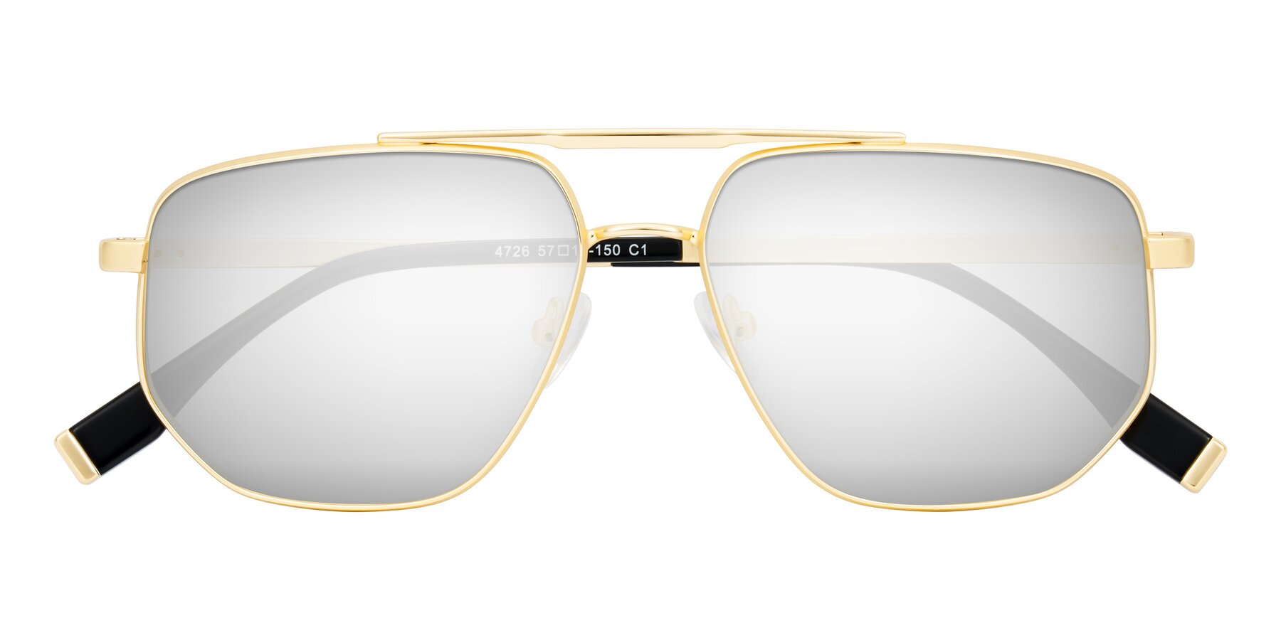Folded Front of Kailani in Gold/Matte Gold with Silver Mirrored Lenses