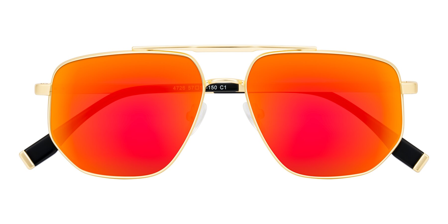 Folded Front of Kailani in Gold/Matte Gold with Red Gold Mirrored Lenses
