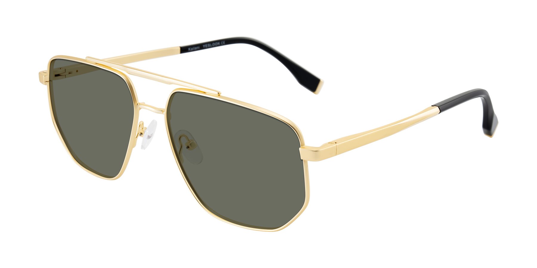 Angle of Kailani in Gold/Matte Gold with Gray Polarized Lenses