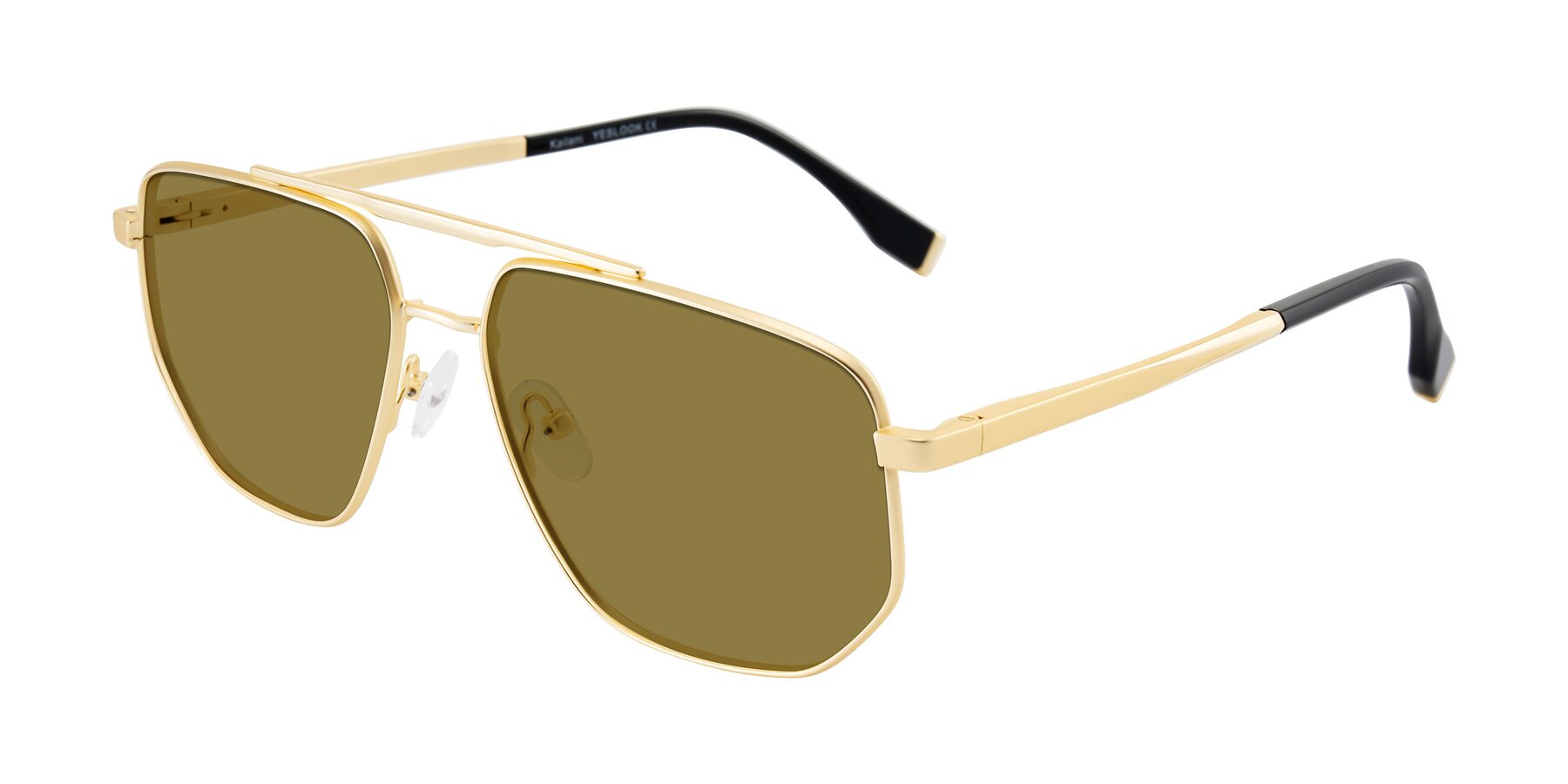 Angle of Kailani in Gold/Matte Gold with Brown Polarized Lenses