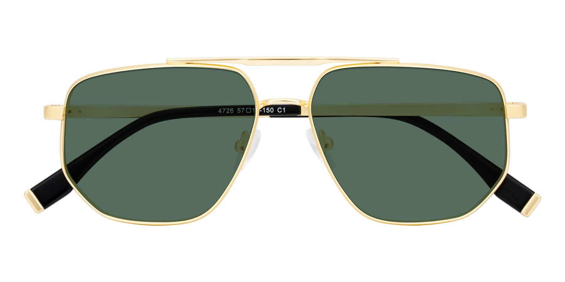 Folded Front of Kailani in Gold/Matte Gold with Green Polarized Lenses