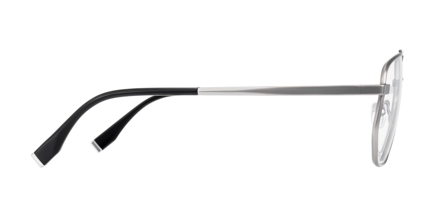 Side of Kailani in Silver/Matte Silver with Clear Eyeglass Lenses