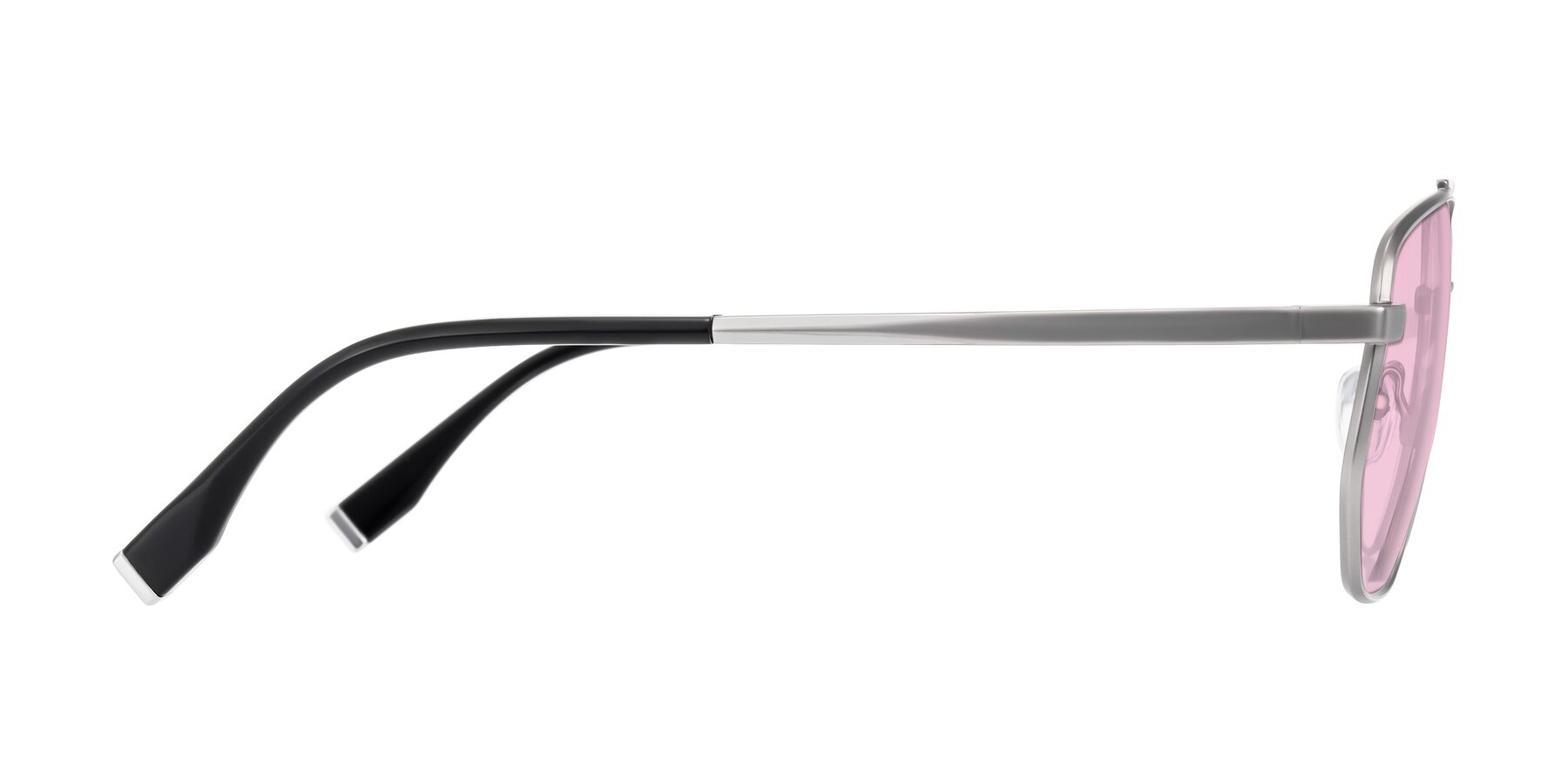 Side of Kailani in Silver/Matte Silver with Light Pink Tinted Lenses
