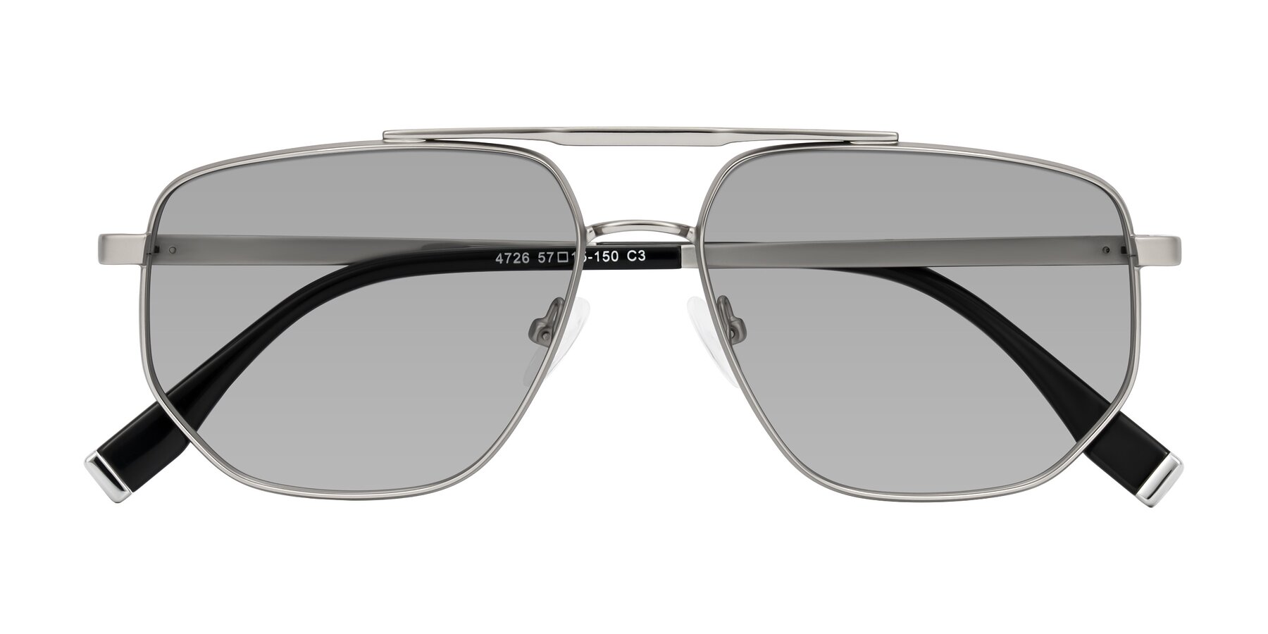 Folded Front of Kailani in Silver/Matte Silver with Light Gray Tinted Lenses