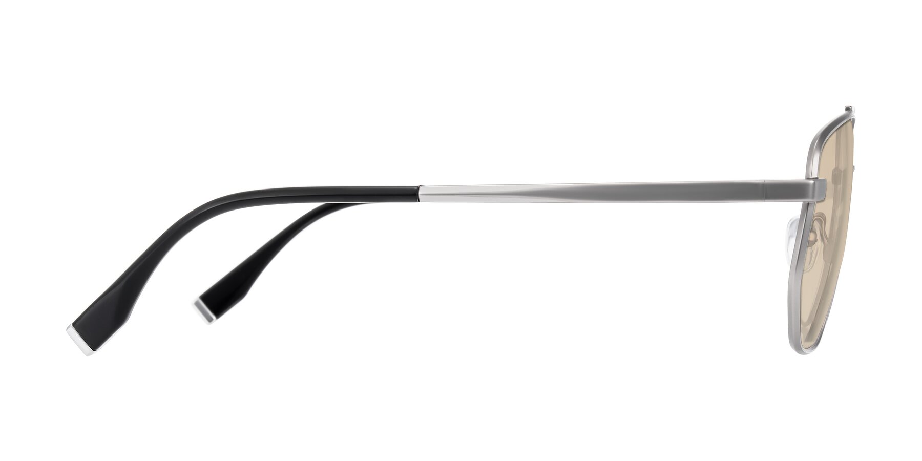 Side of Kailani in Silver/Matte Silver with Light Brown Tinted Lenses
