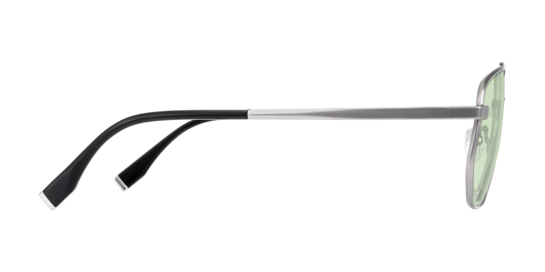 Side of Kailani in Silver/Matte Silver with Light Green Tinted Lenses