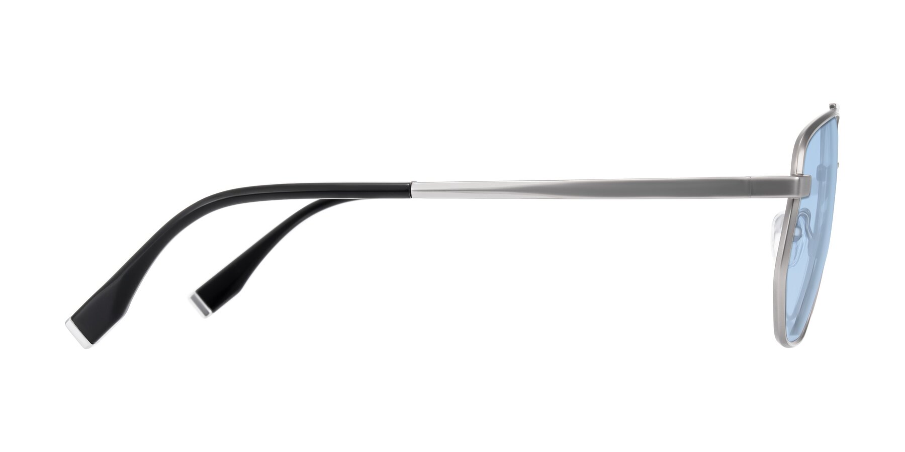 Side of Kailani in Silver/Matte Silver with Light Blue Tinted Lenses