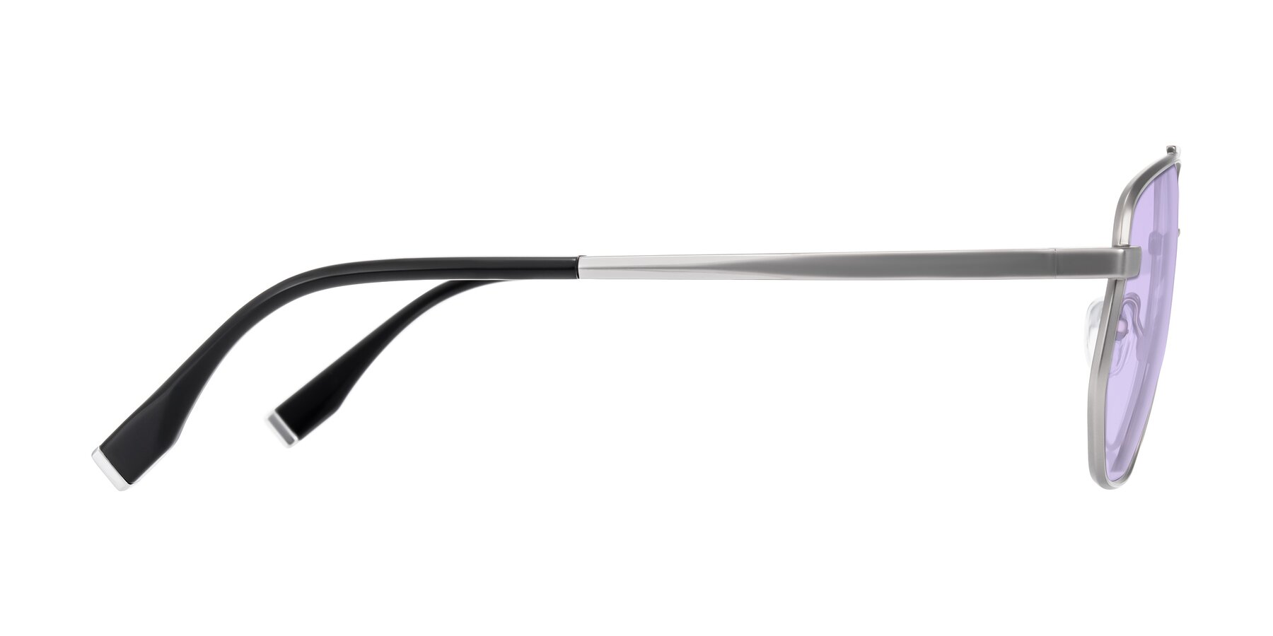 Side of Kailani in Silver/Matte Silver with Light Purple Tinted Lenses