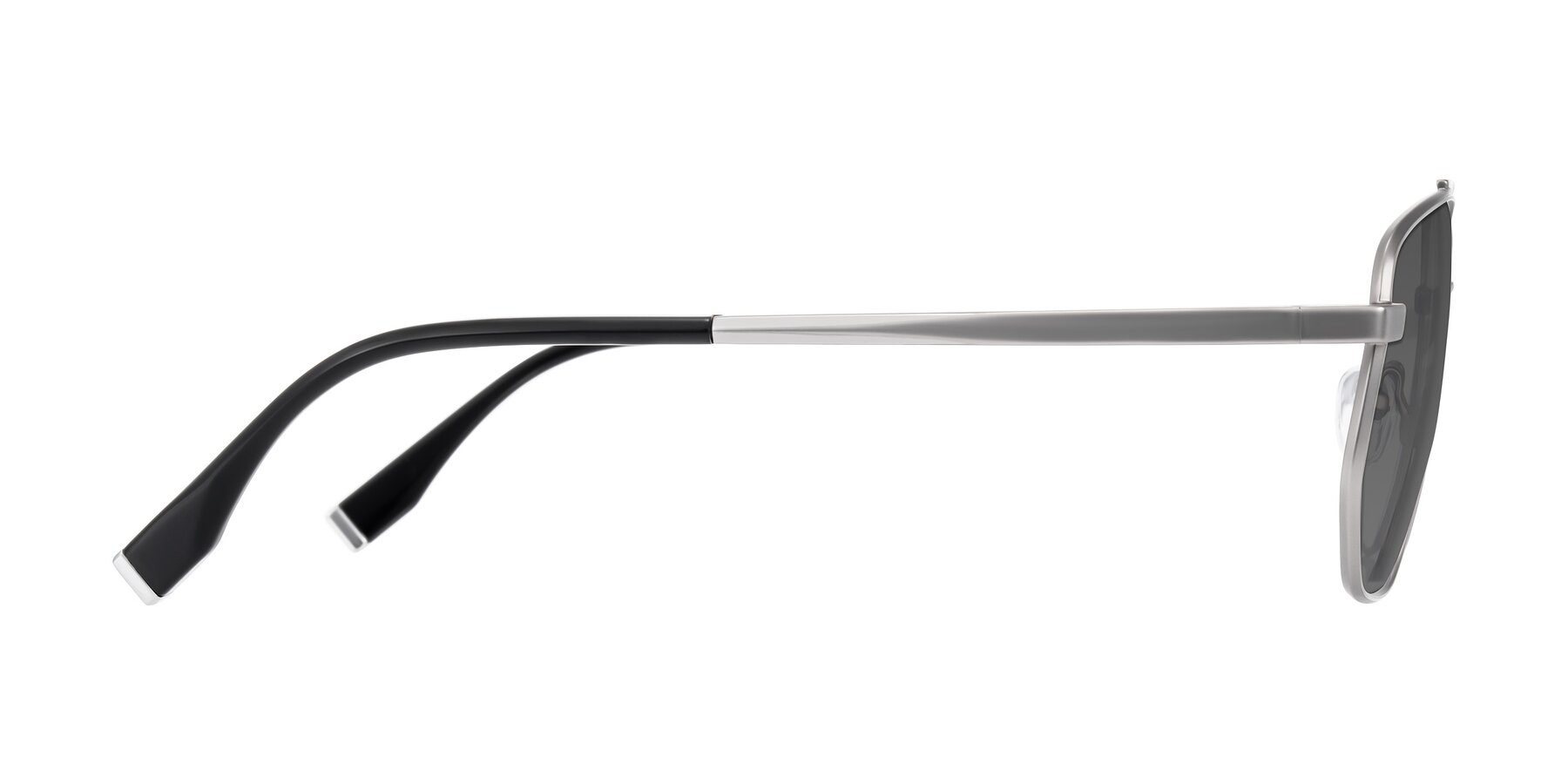 Side of Kailani in Silver/Matte Silver with Medium Gray Tinted Lenses