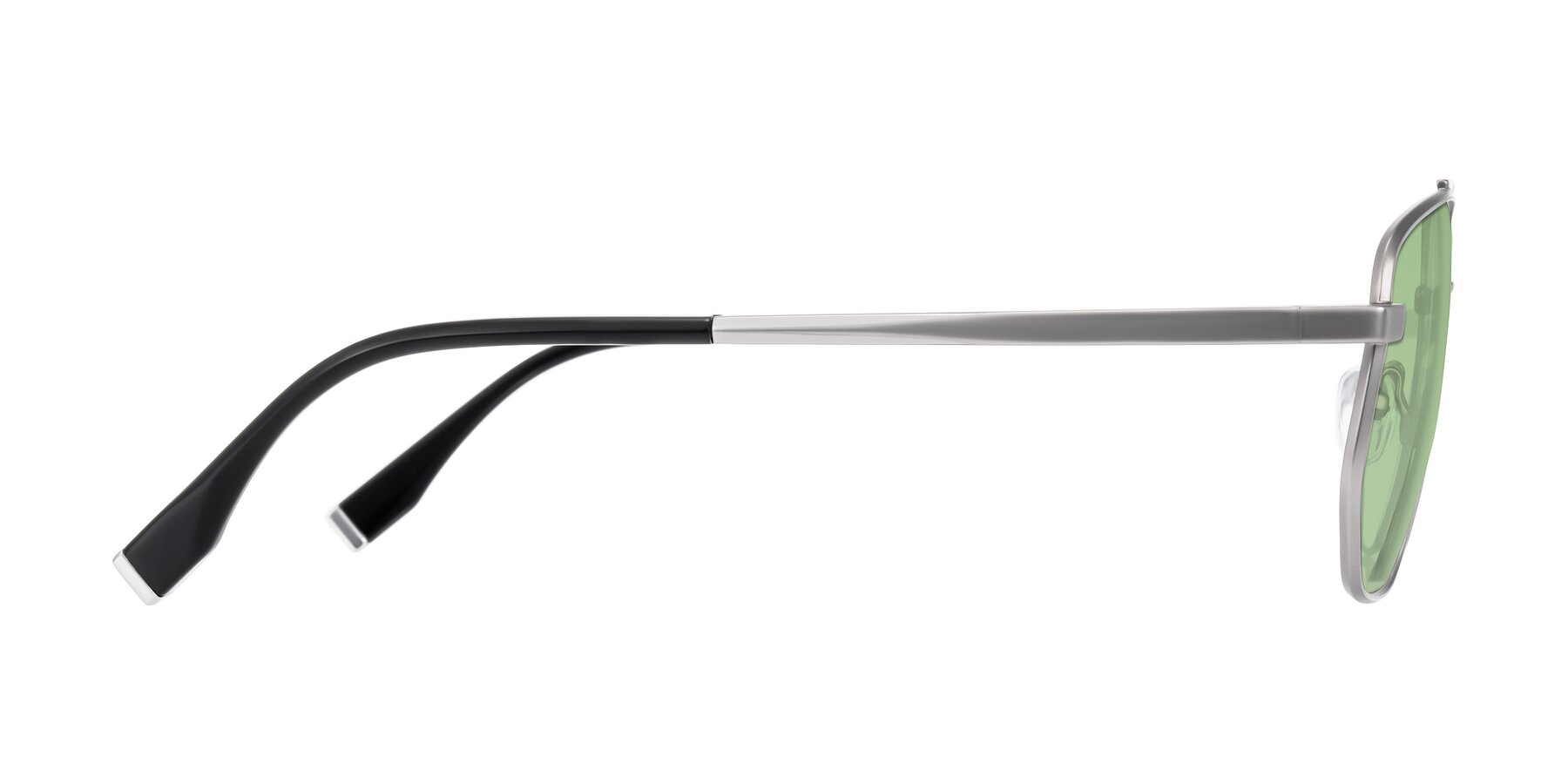 Side of Kailani in Silver/Matte Silver with Medium Green Tinted Lenses