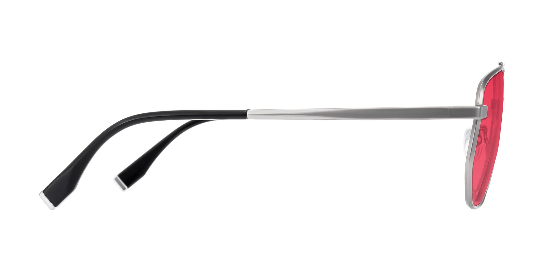 Side of Kailani in Silver/Matte Silver with Red Tinted Lenses