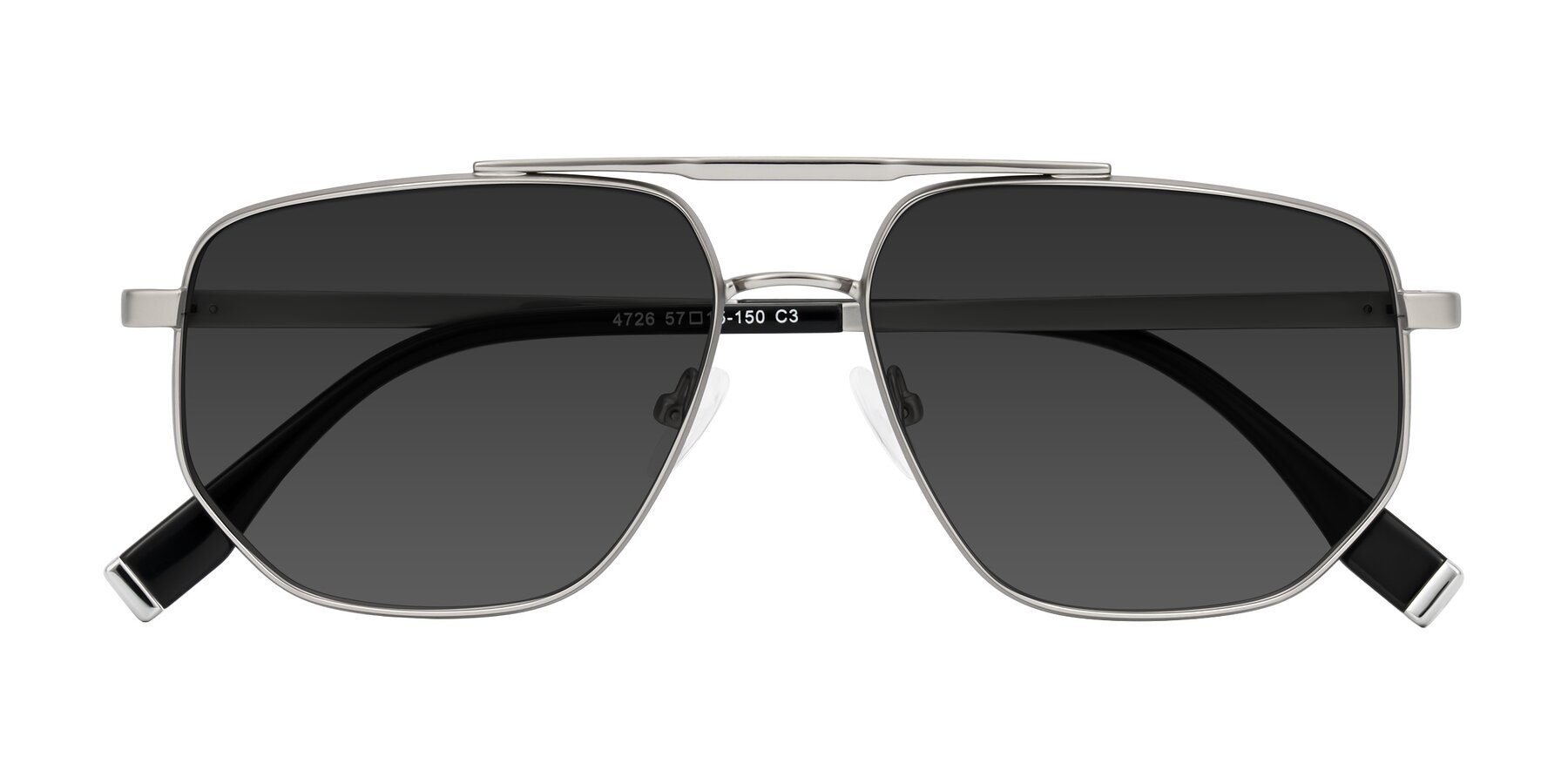 Folded Front of Kailani in Silver/Matte Silver with Gray Tinted Lenses