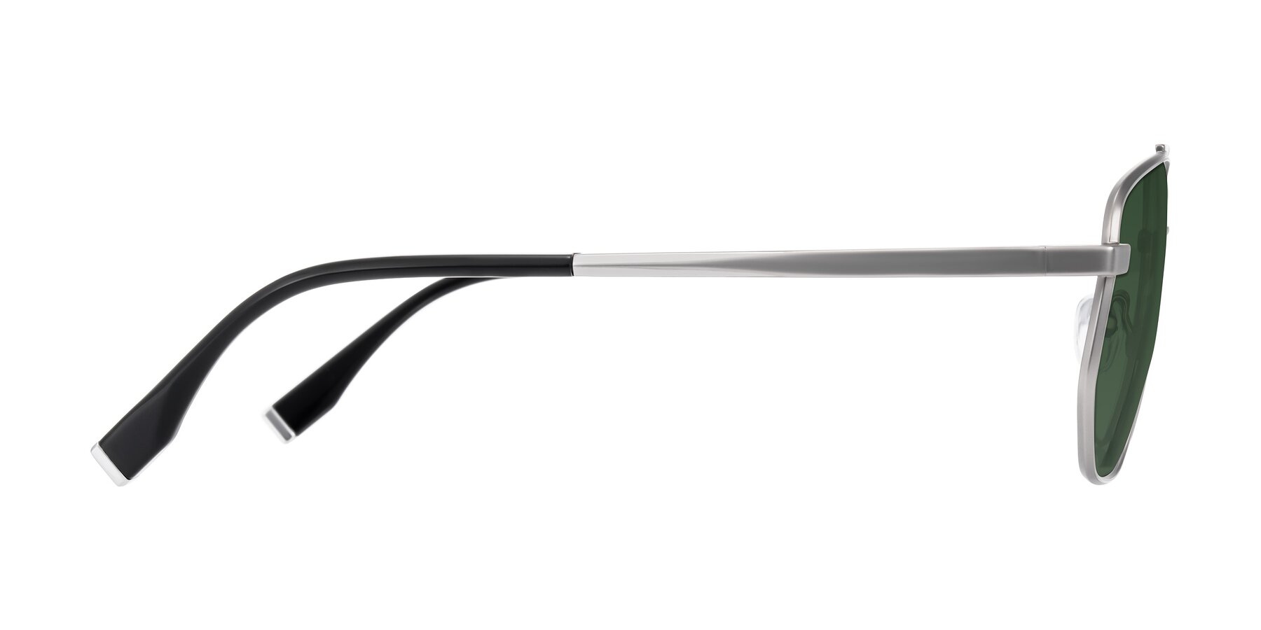 Side of Kailani in Silver/Matte Silver with Green Tinted Lenses