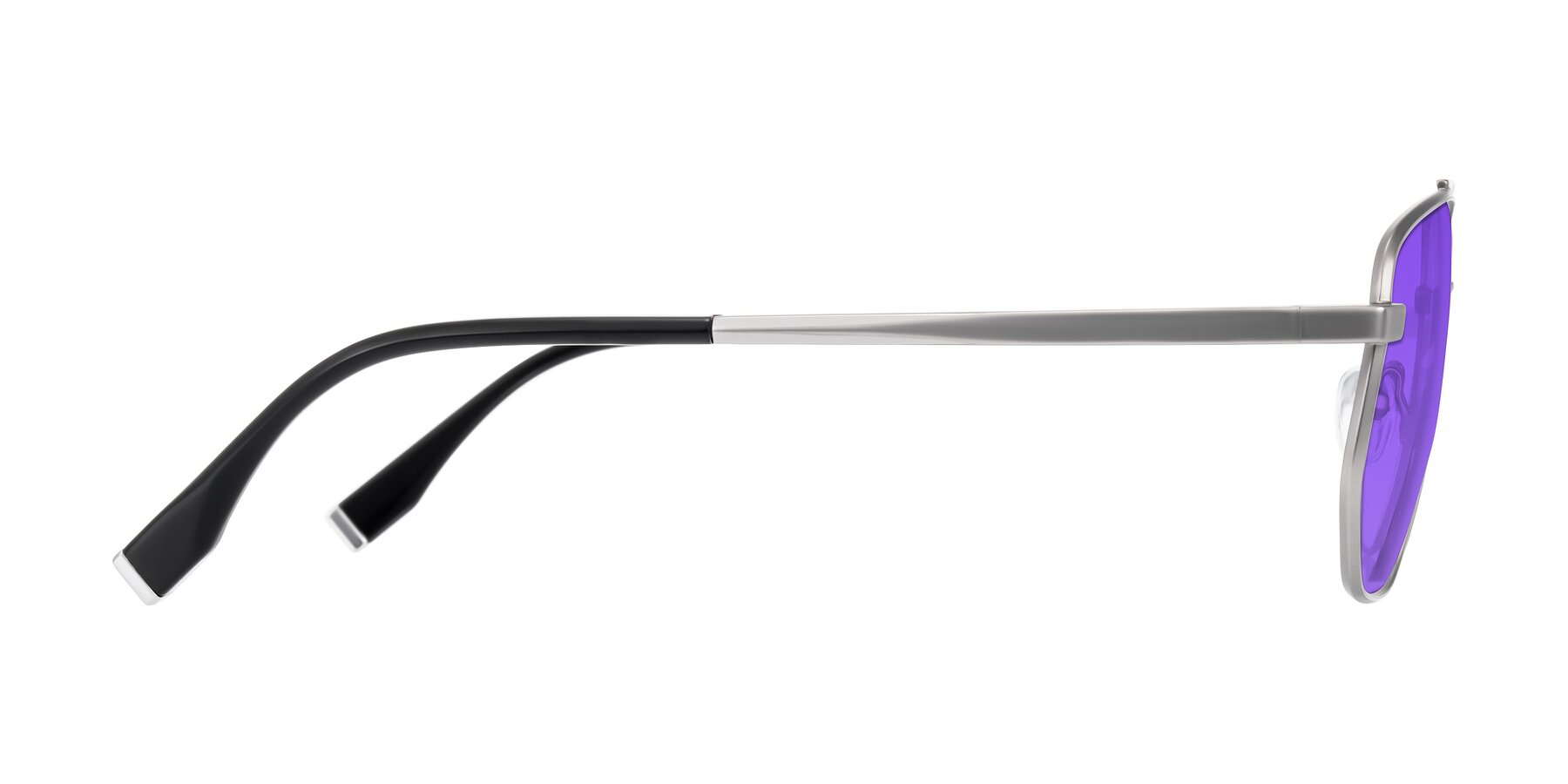 Side of Kailani in Silver/Matte Silver with Purple Tinted Lenses