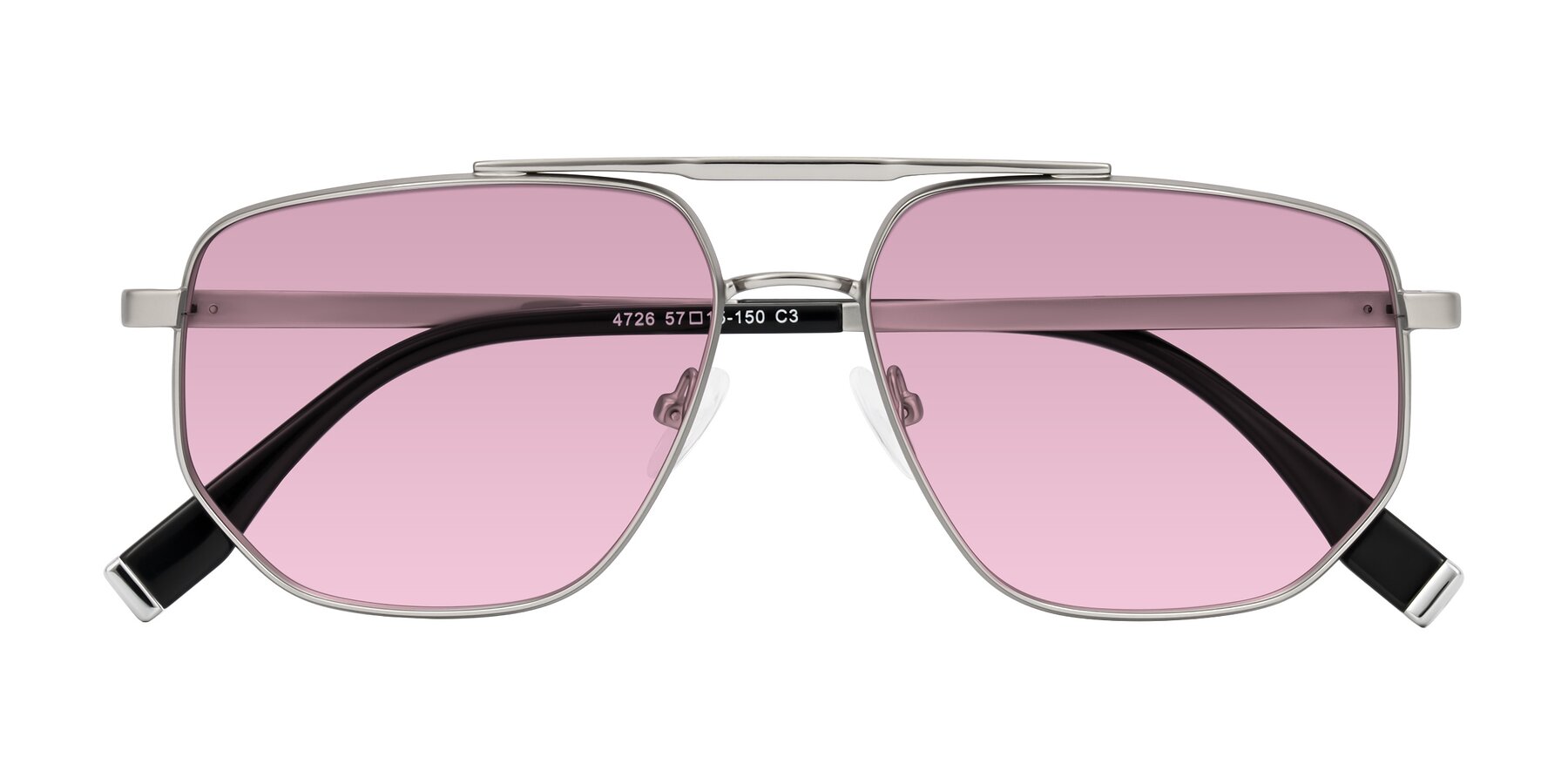 Folded Front of Kailani in Silver/Matte Silver with Light Wine Tinted Lenses